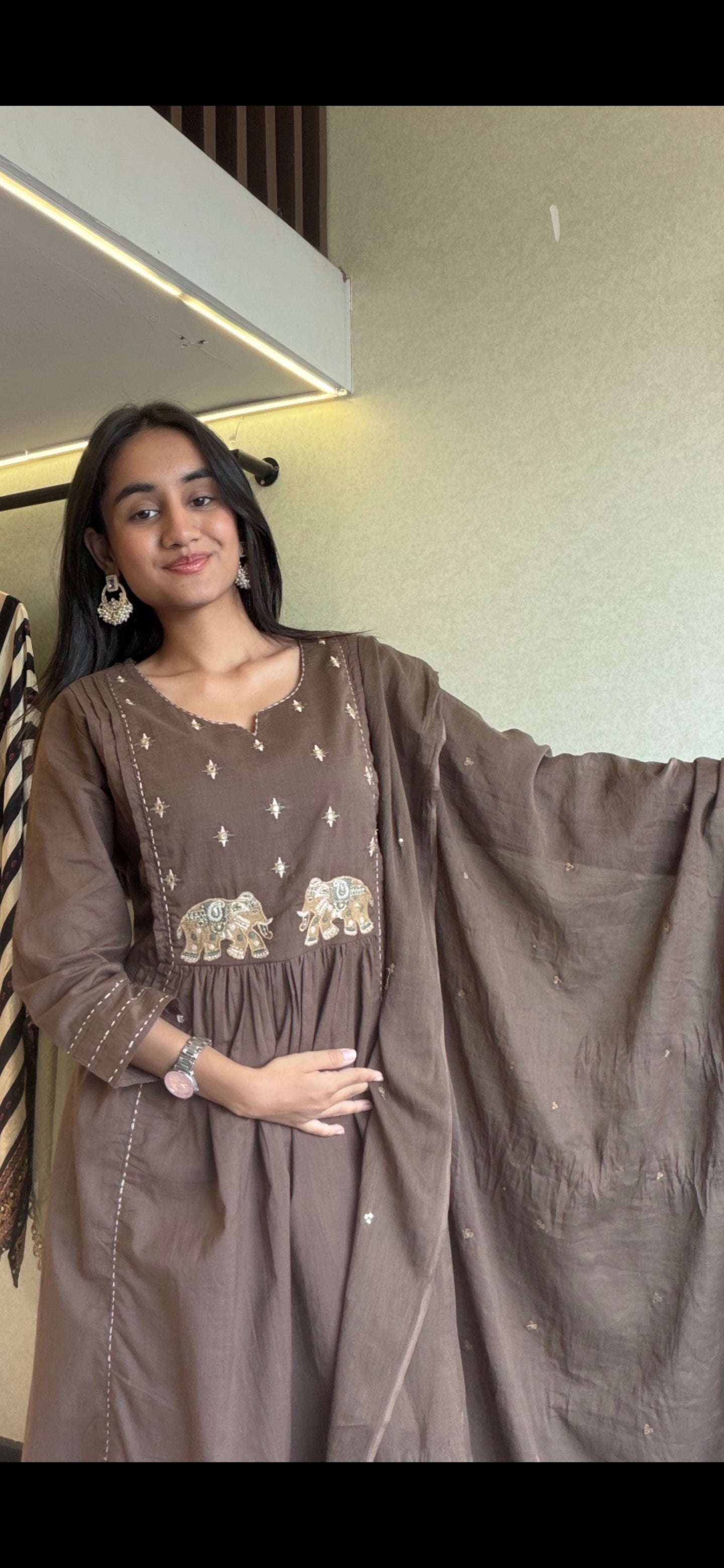 Image of Pure Cotton 3 Piece Anrkali Set