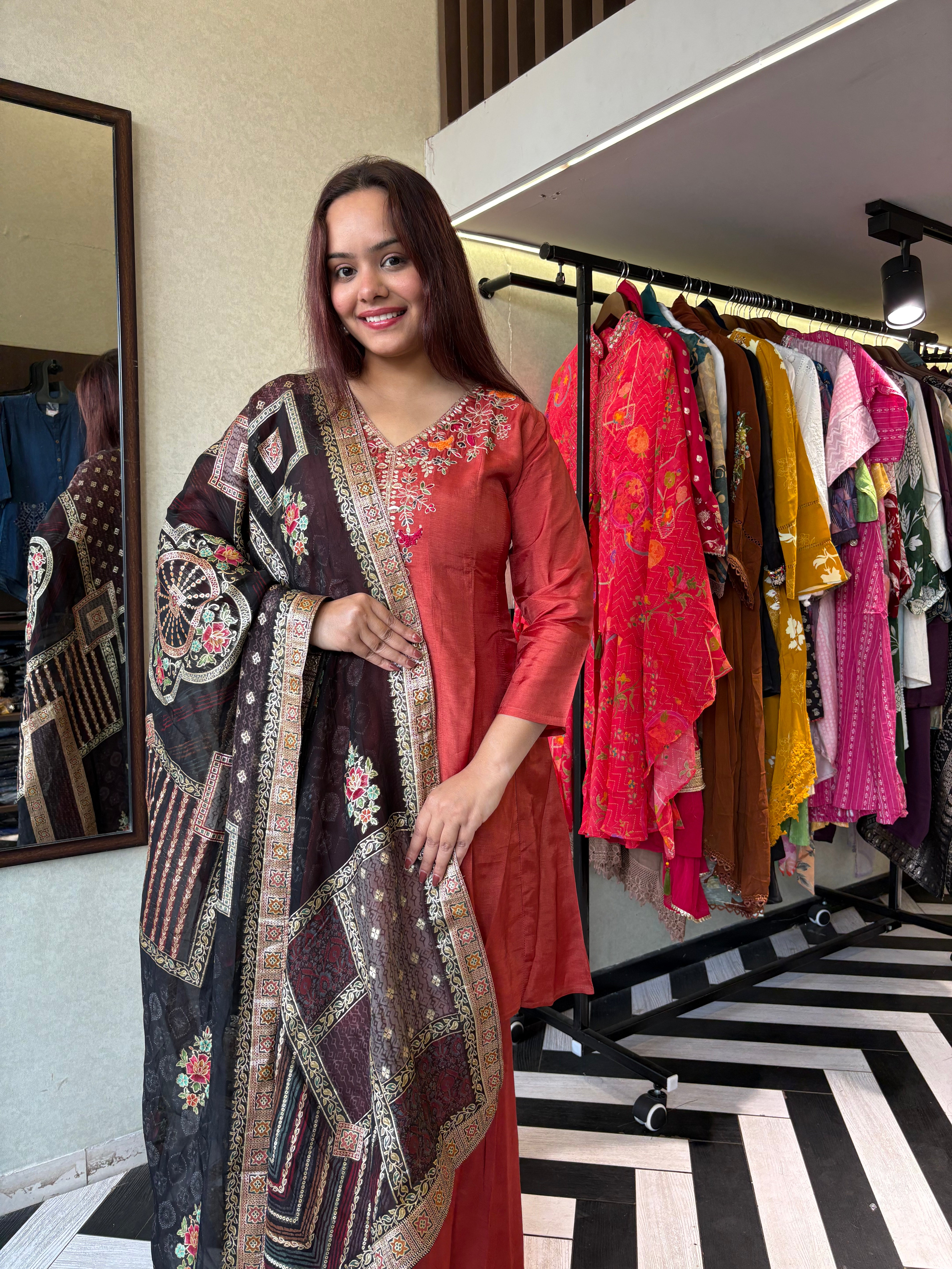 Image of Pure Georgette 3 Piece with Hand work