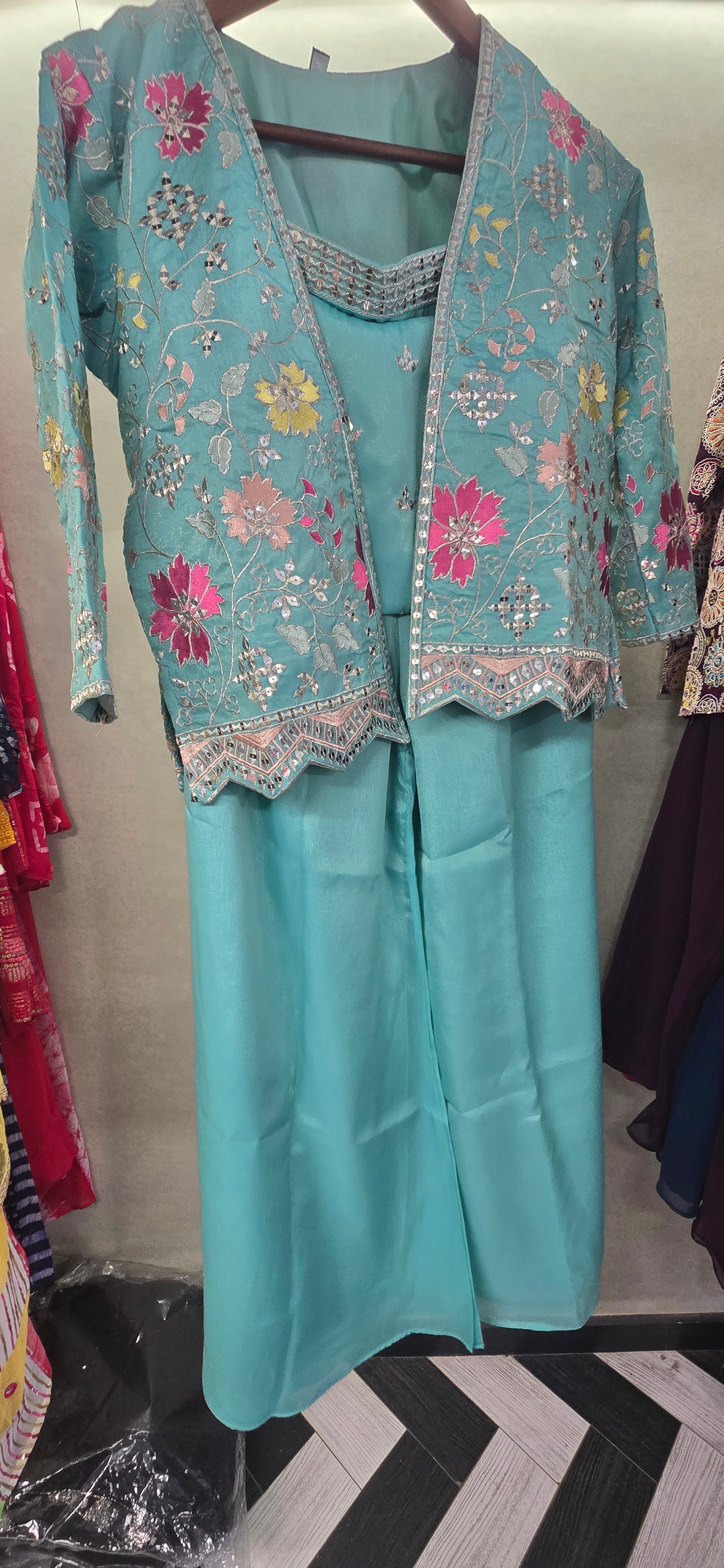 Designer Indo Western Shimmer Fabric 3 piece