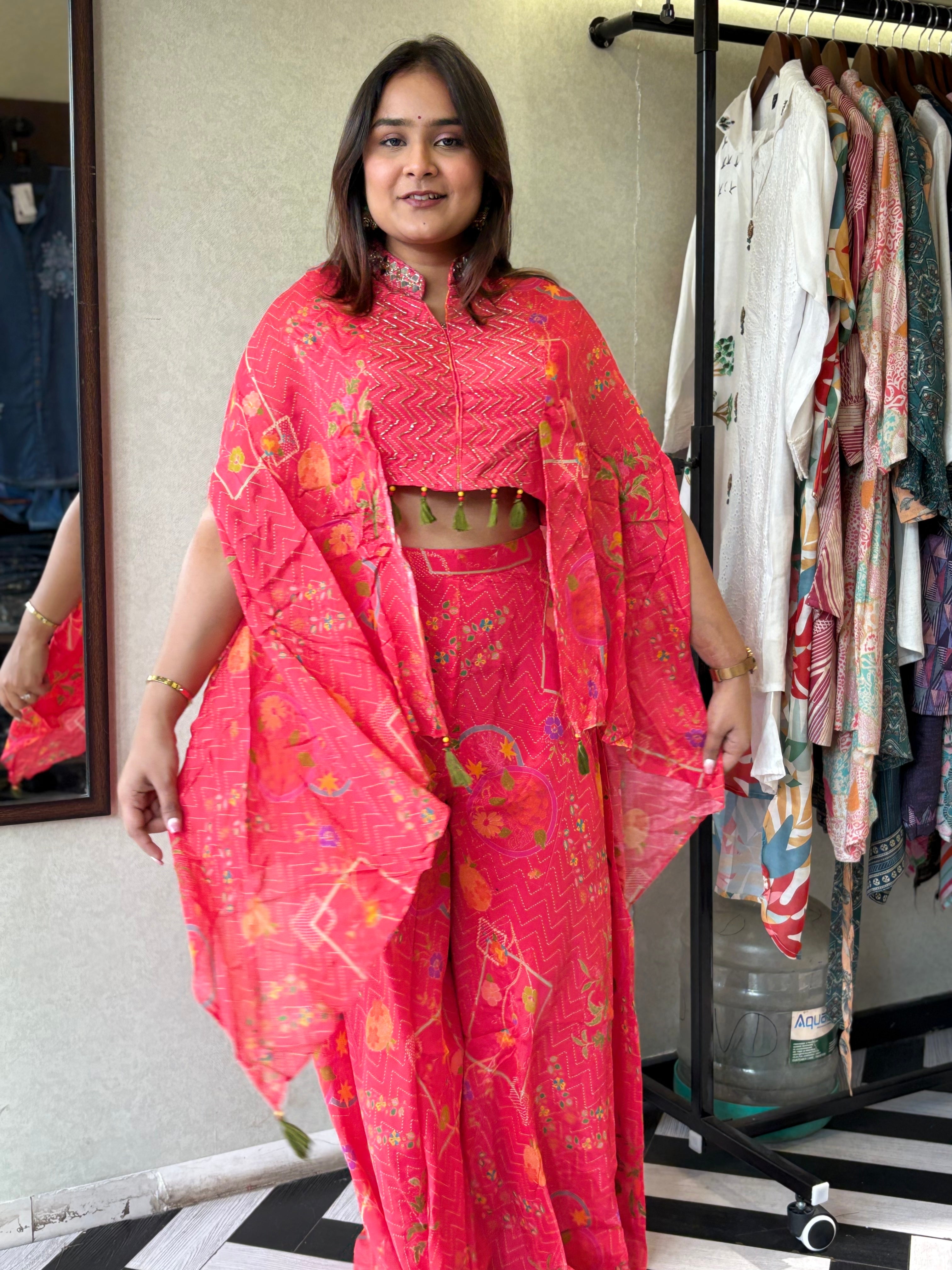 Image of Pure Chinnon 3 Piece with Hand work