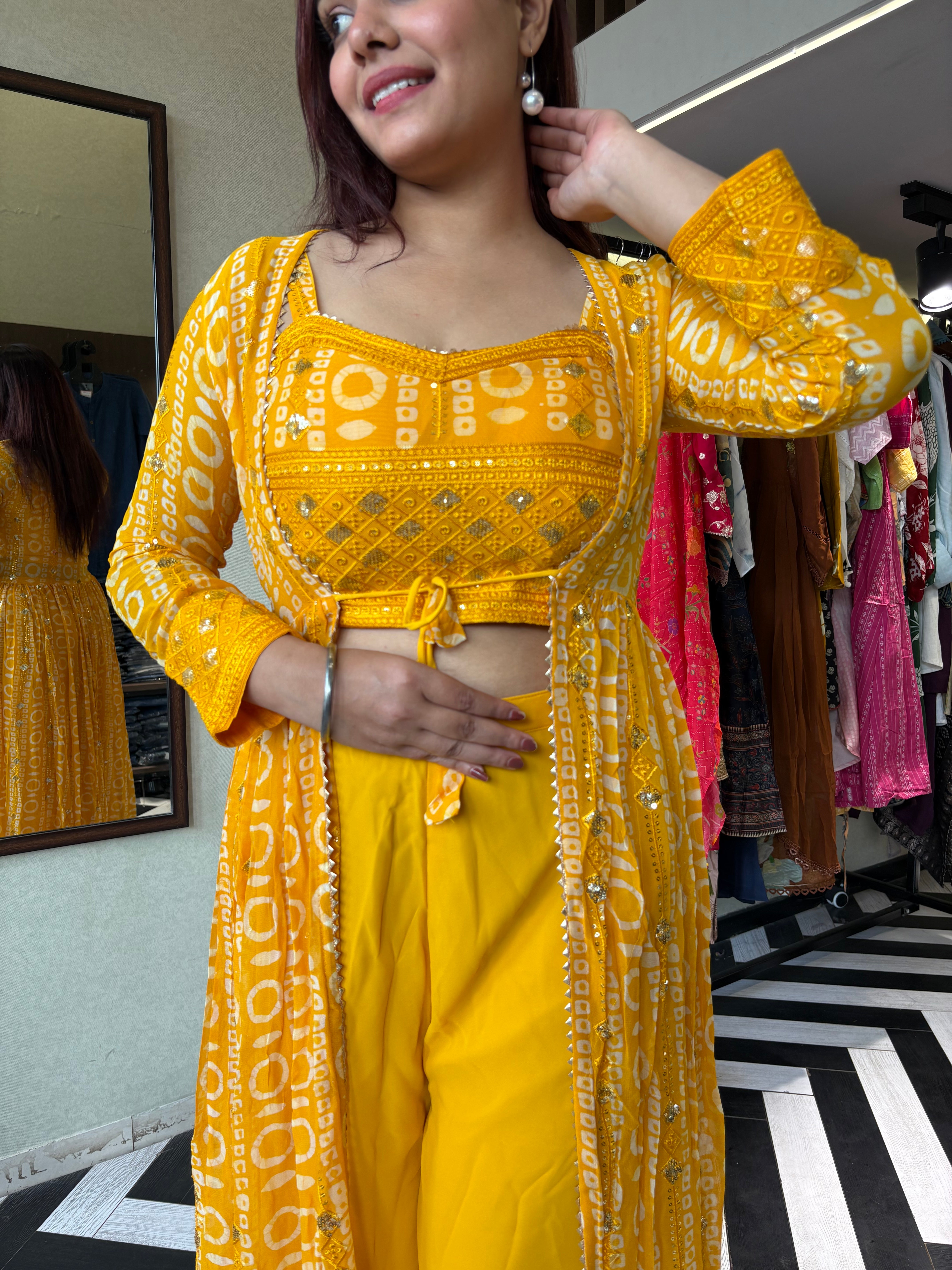 Image of Pure Georgette 3 Piece with Hand work