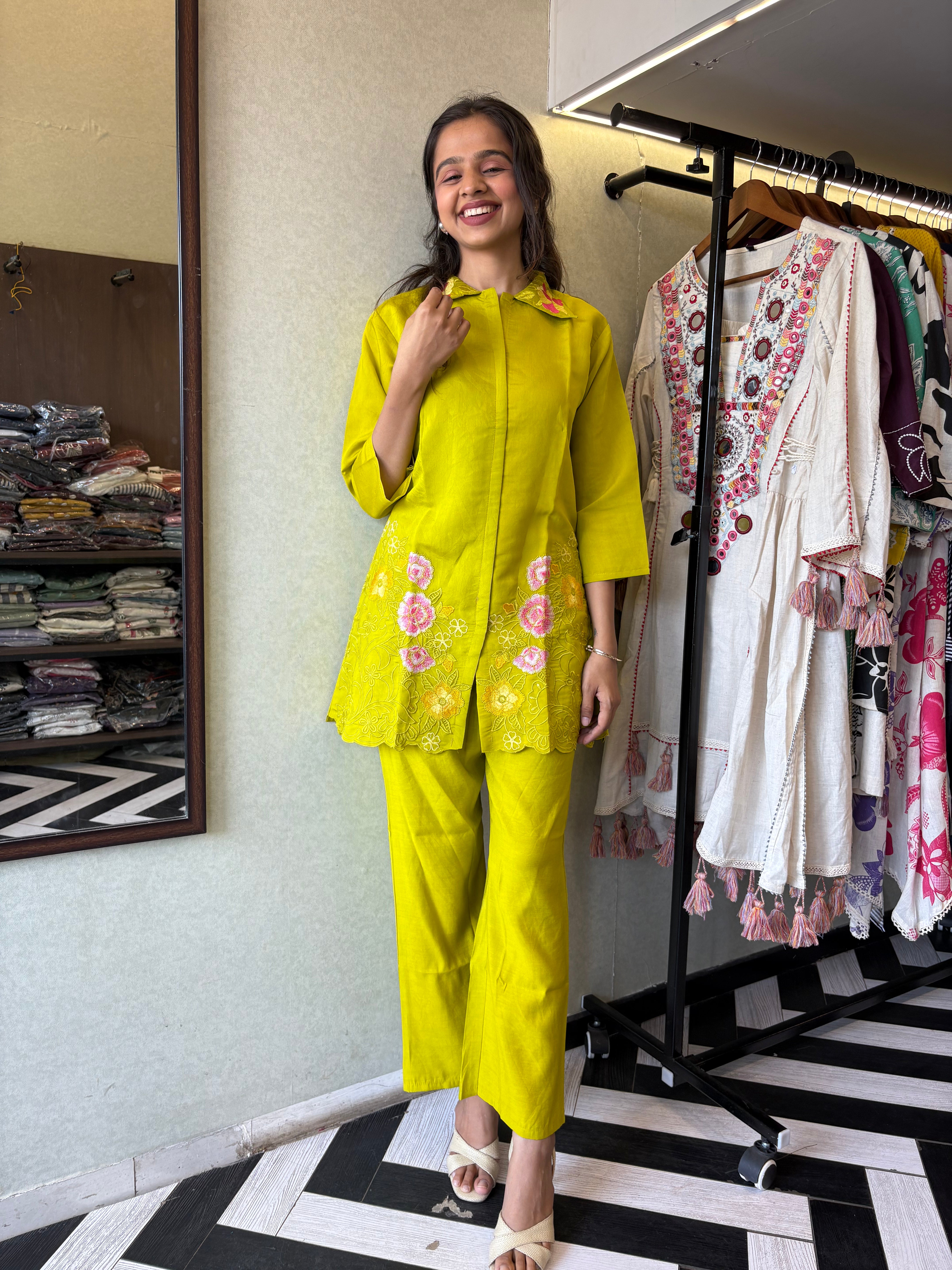 Pure cotton 2-piece coord set, featuring elegant embroidery work!