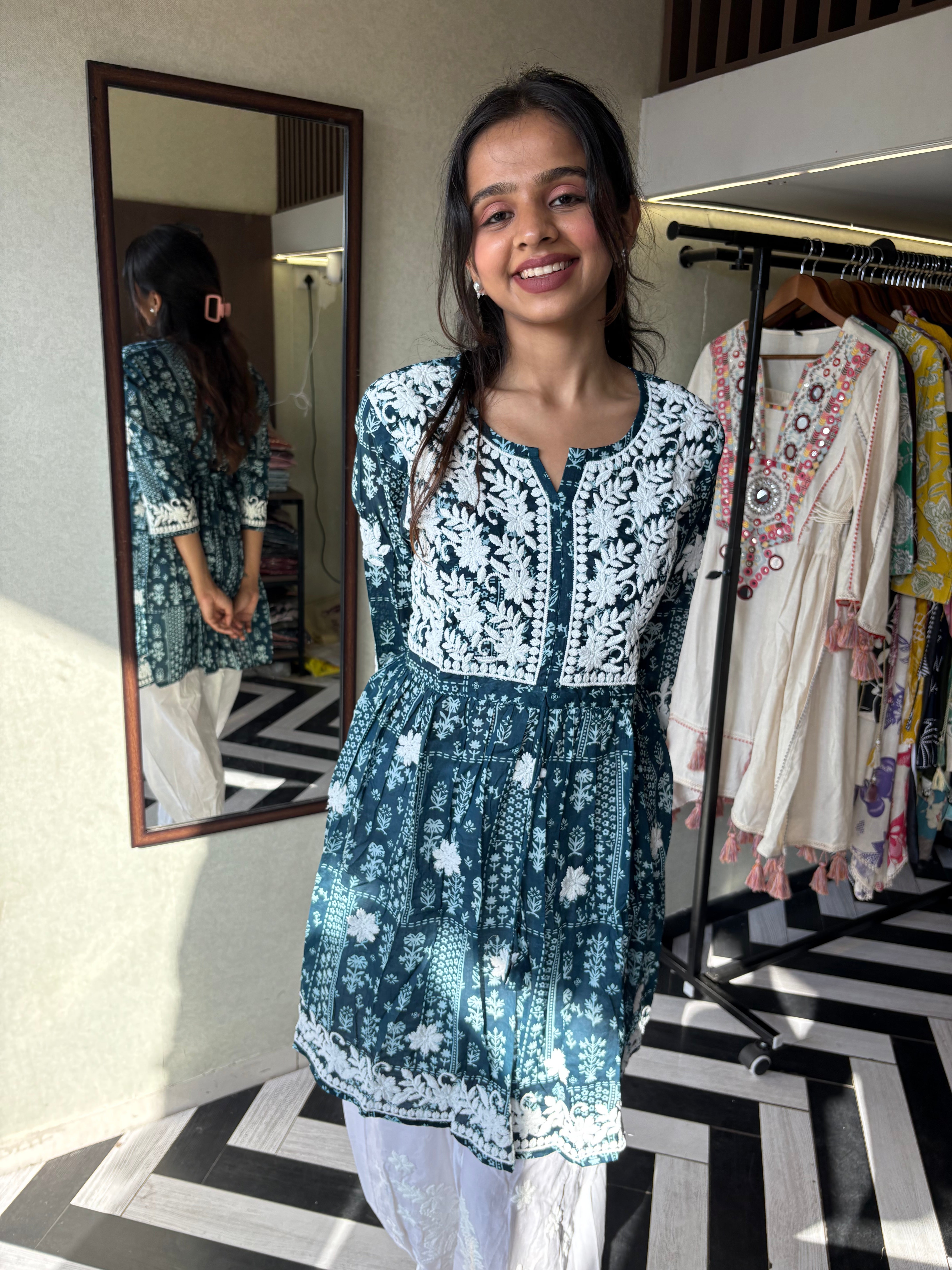 Image of Pure Lucknowi 2 Piece Embroidery Coord Set