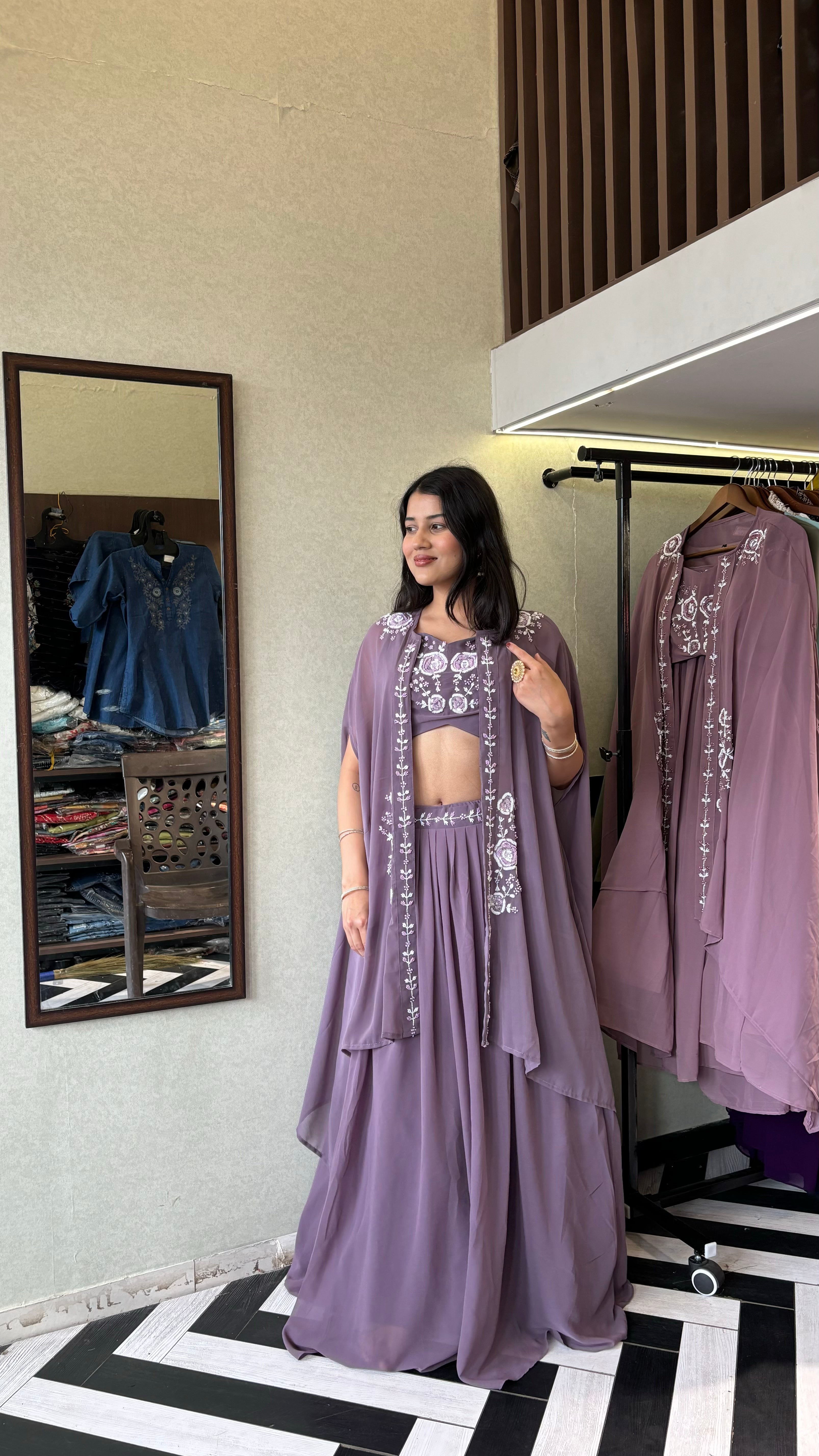 Image of Pure Georgette Set 3 Piece with Gown