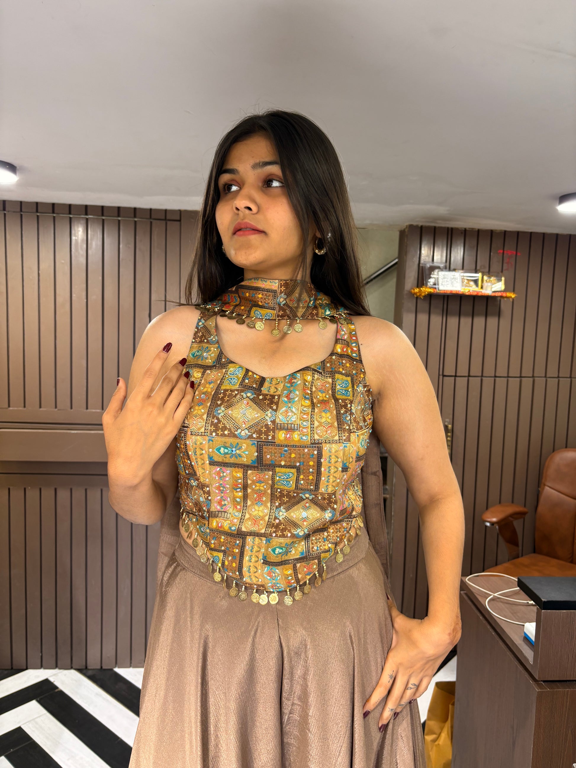 Pure Georgette Indo western 3 Piece