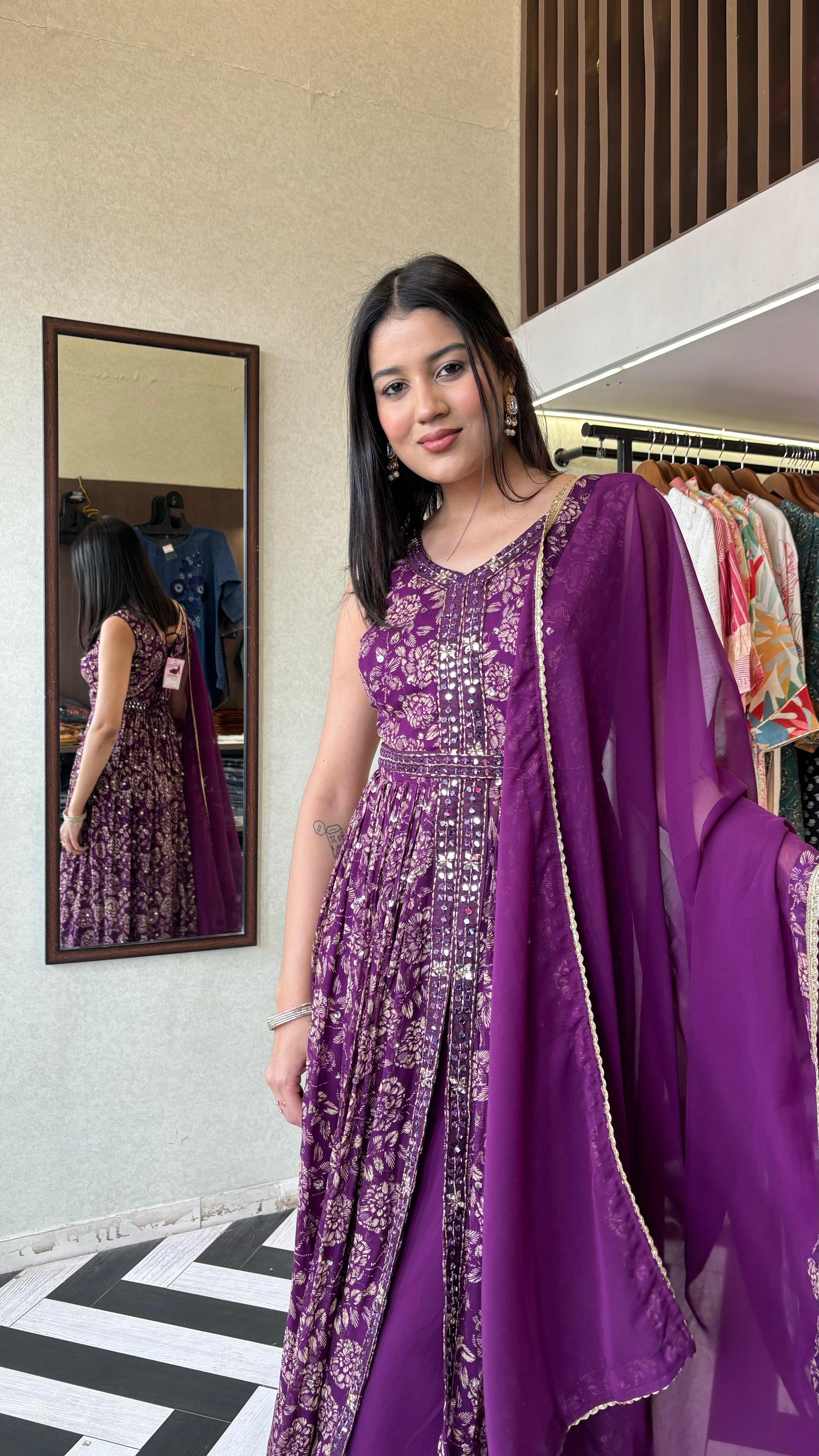 Pure Georgette Indo Western Piece with Hand work