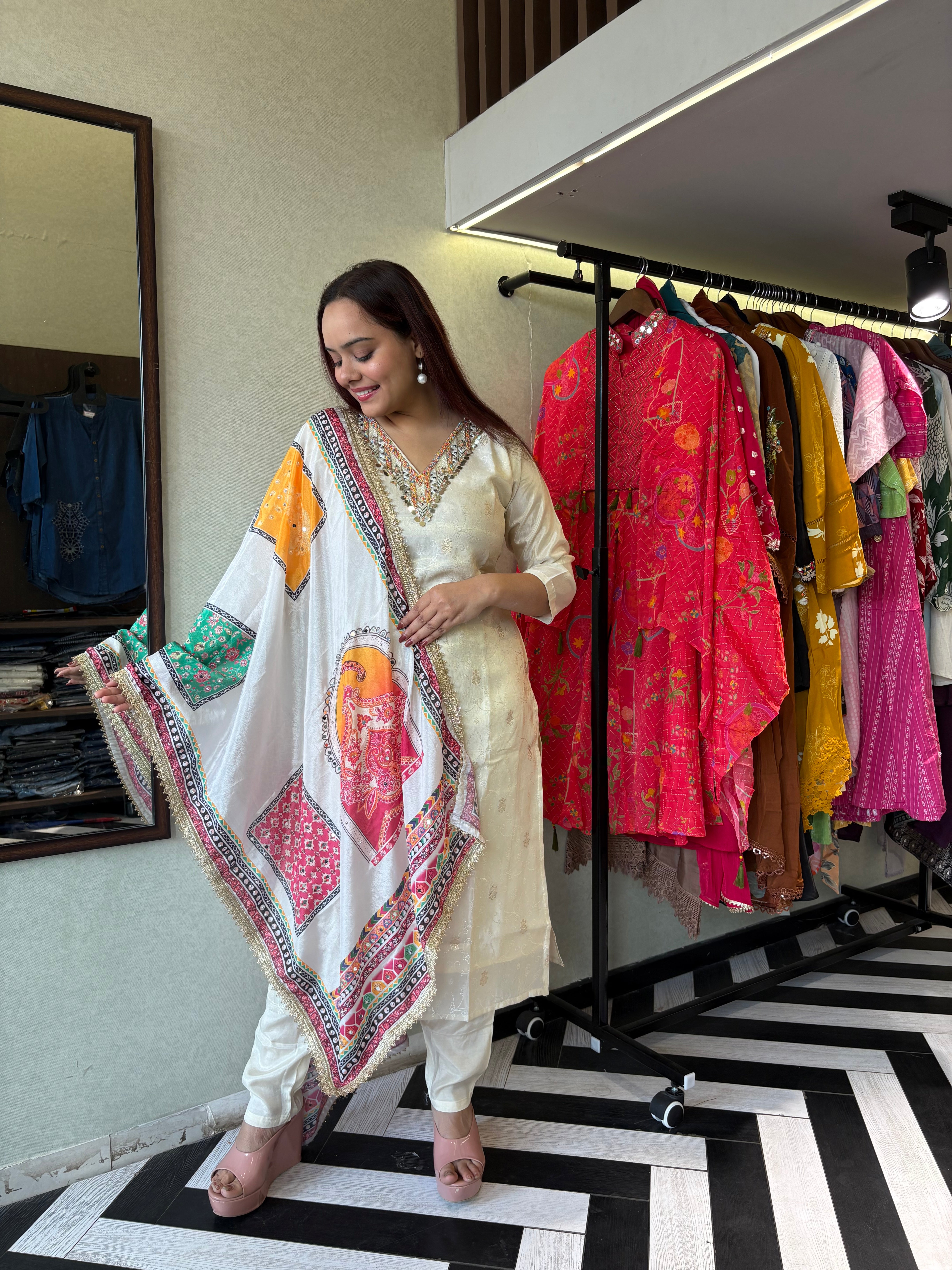 Image of Pure Shimmer  3 Piece with Hand work