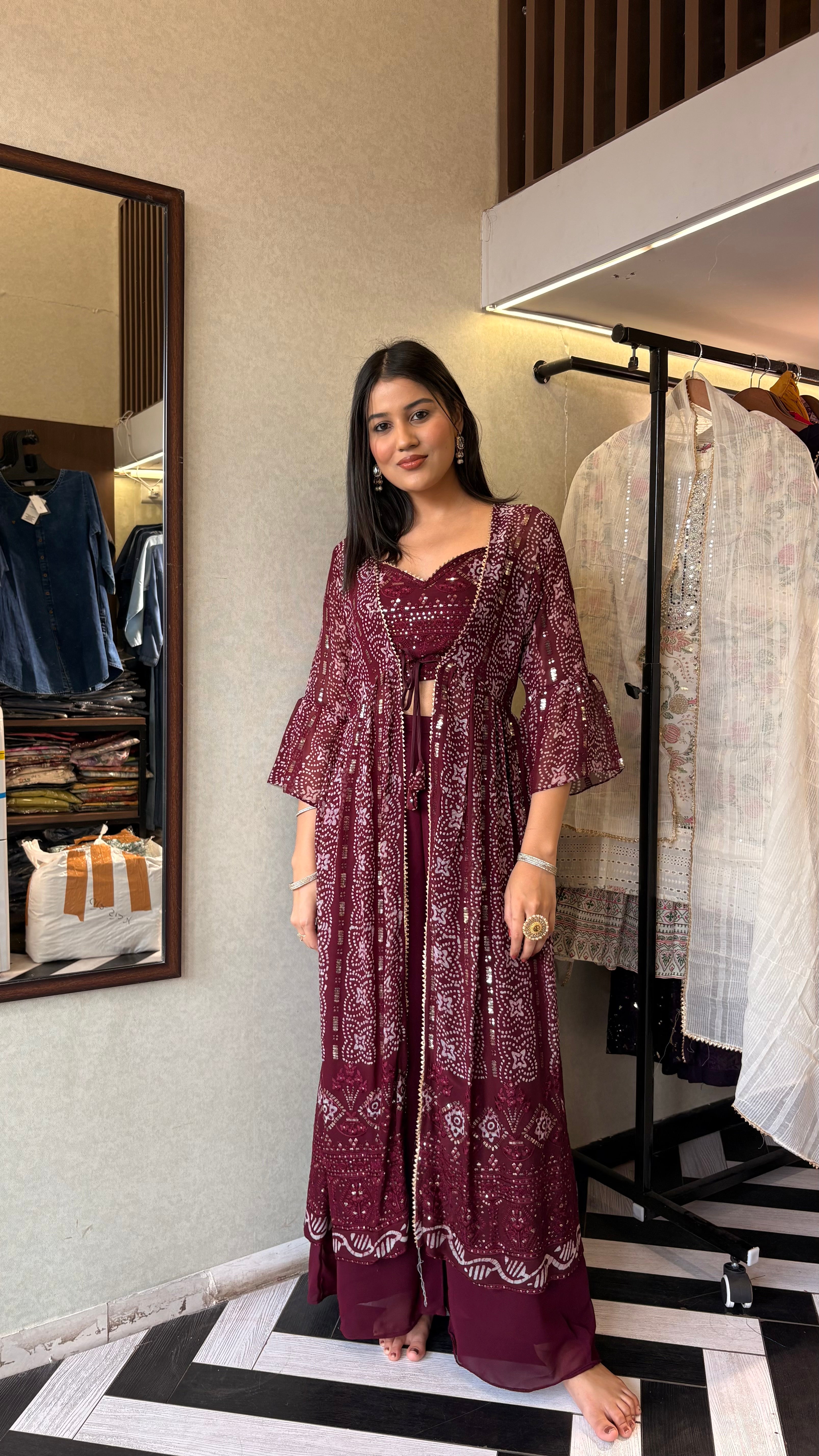 Pure Georgette Shrug Concept 3 Pieec