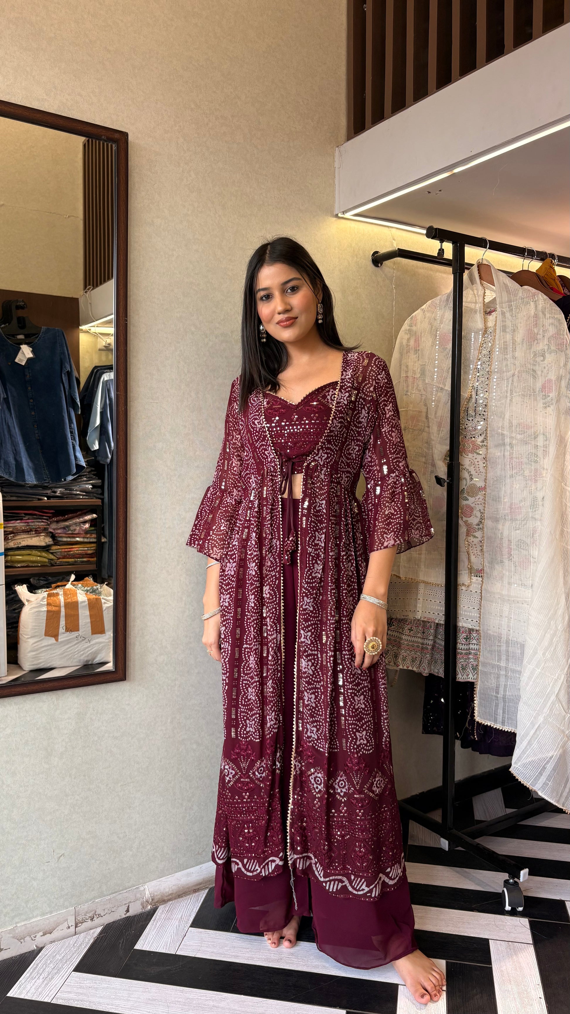 Pure Georgette Shrug Concept 3 Pieec