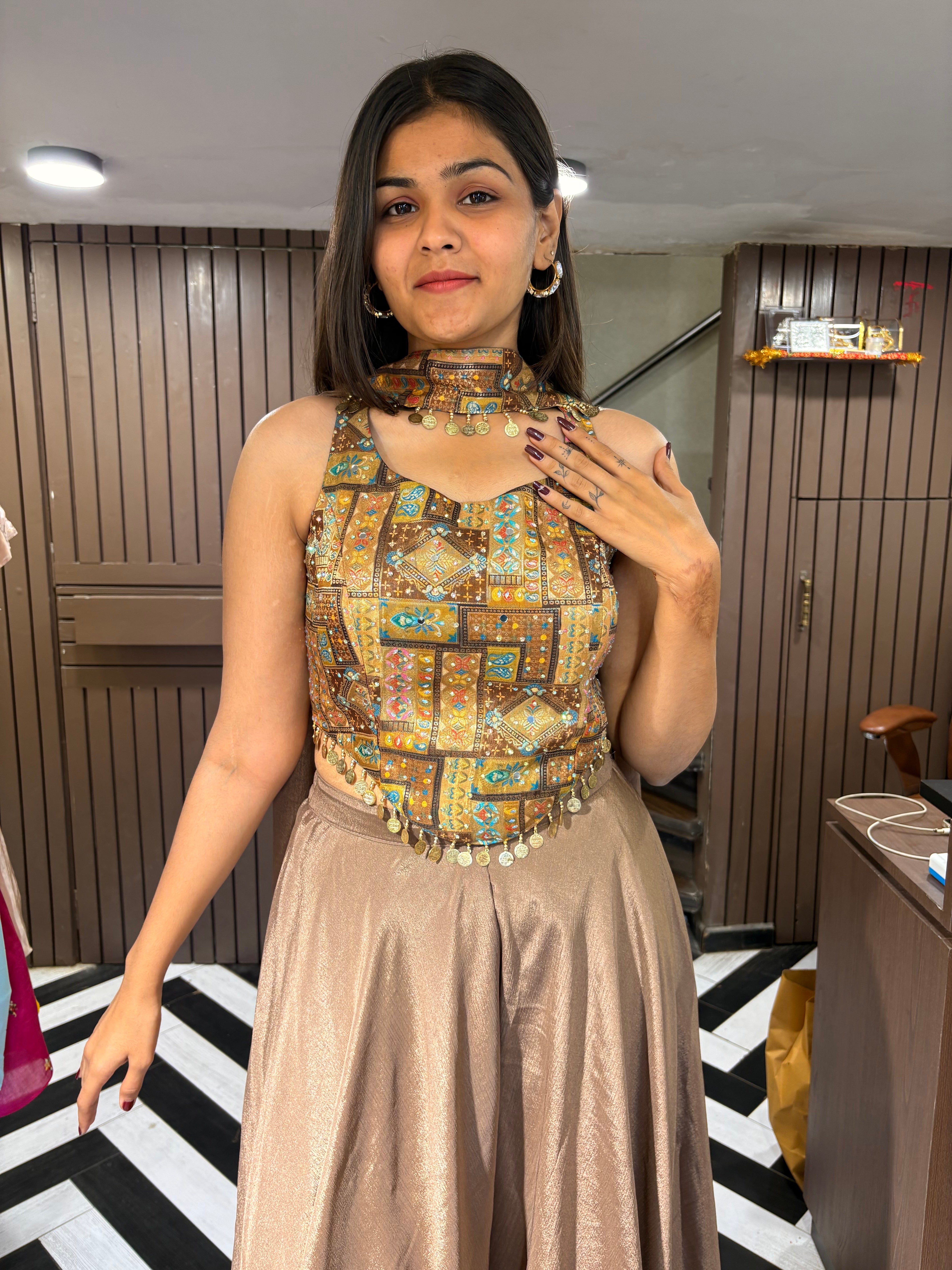 Pure Georgette Indo western 3 Piece