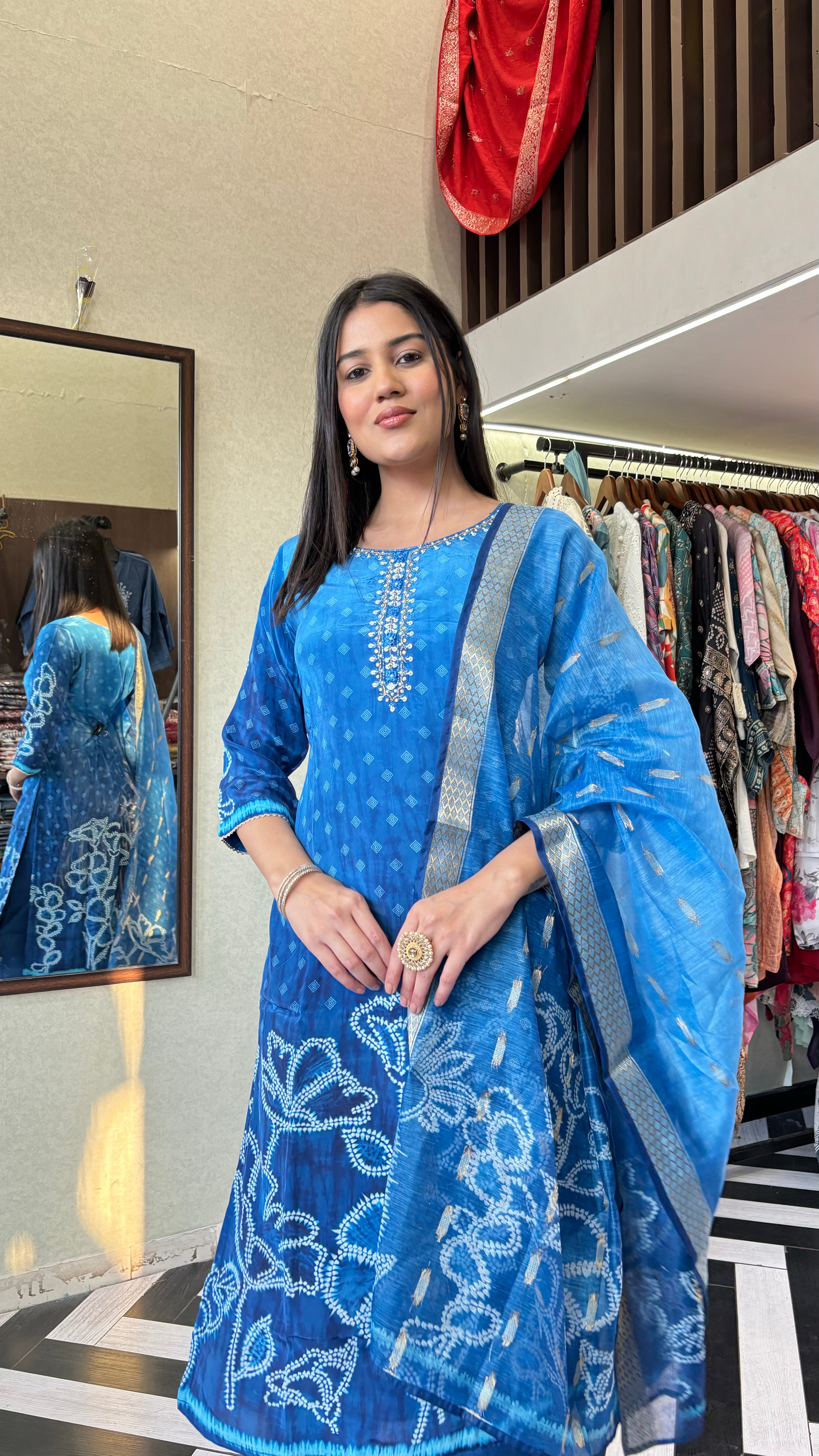 Image of Pure Organza Indo Western Piece with Hand work