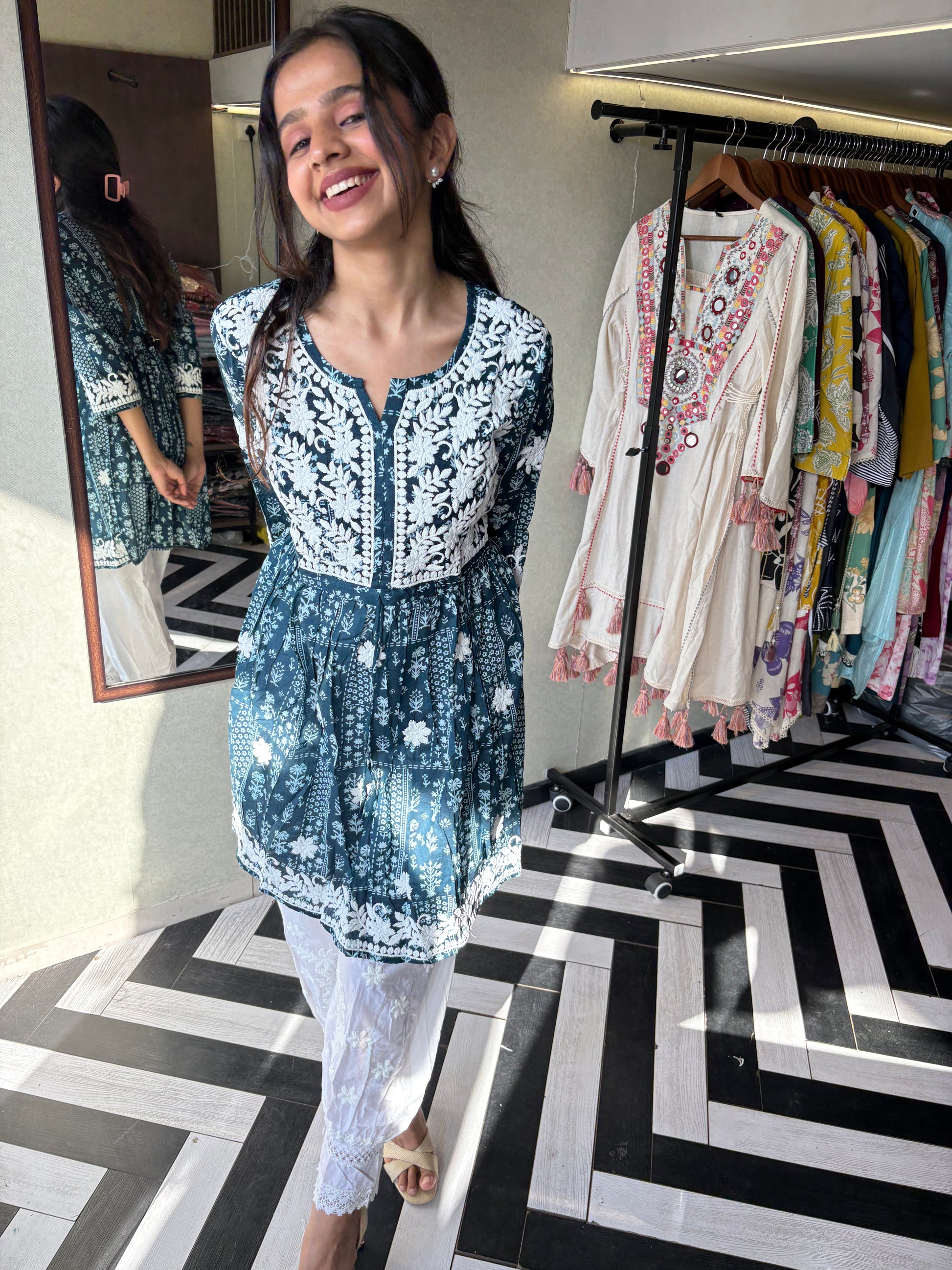 Pure Lucknowi 2 Piece Embroidery Coord Set