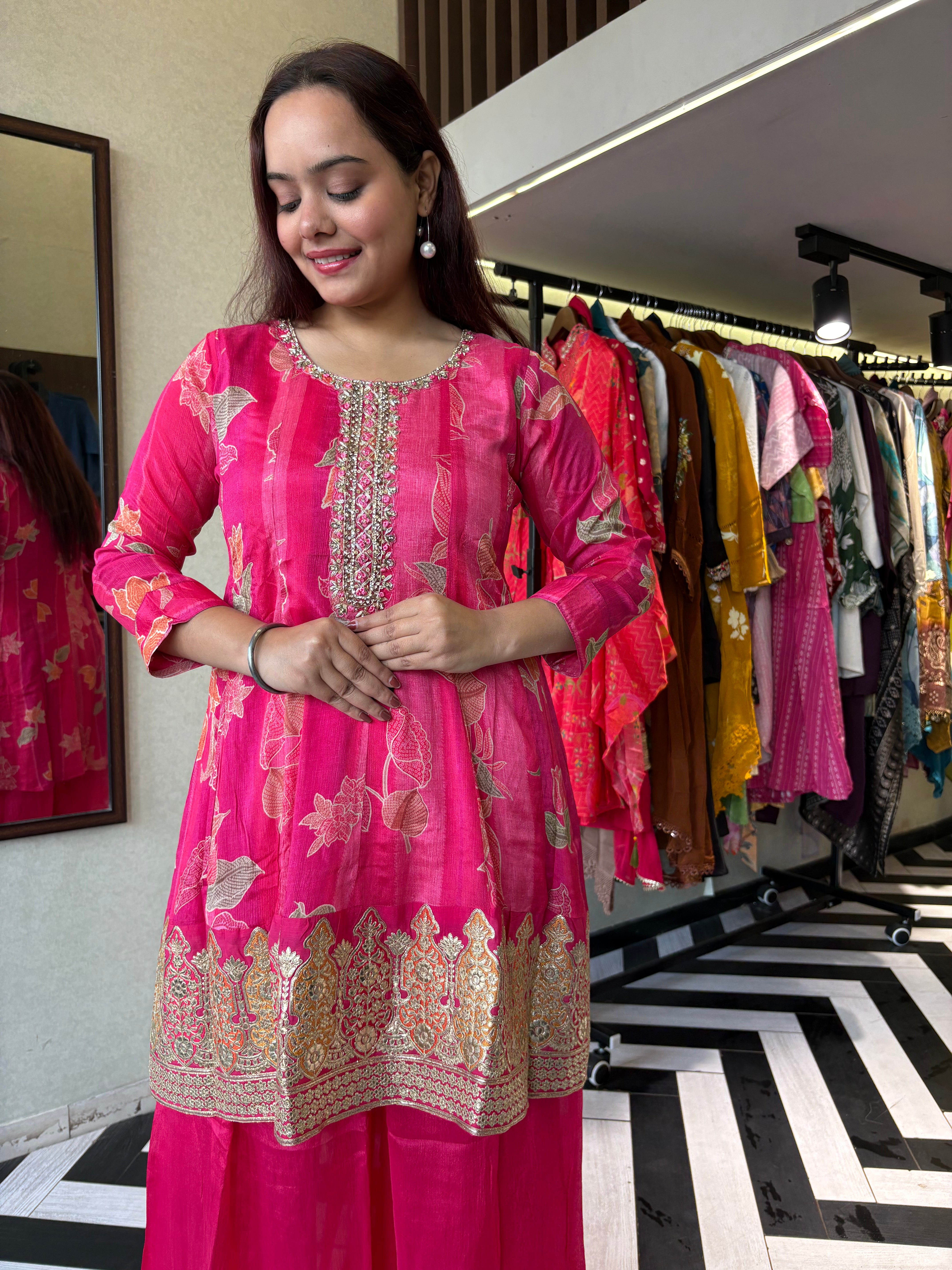 Image of Pure Crepe 3 Piece with Hand work