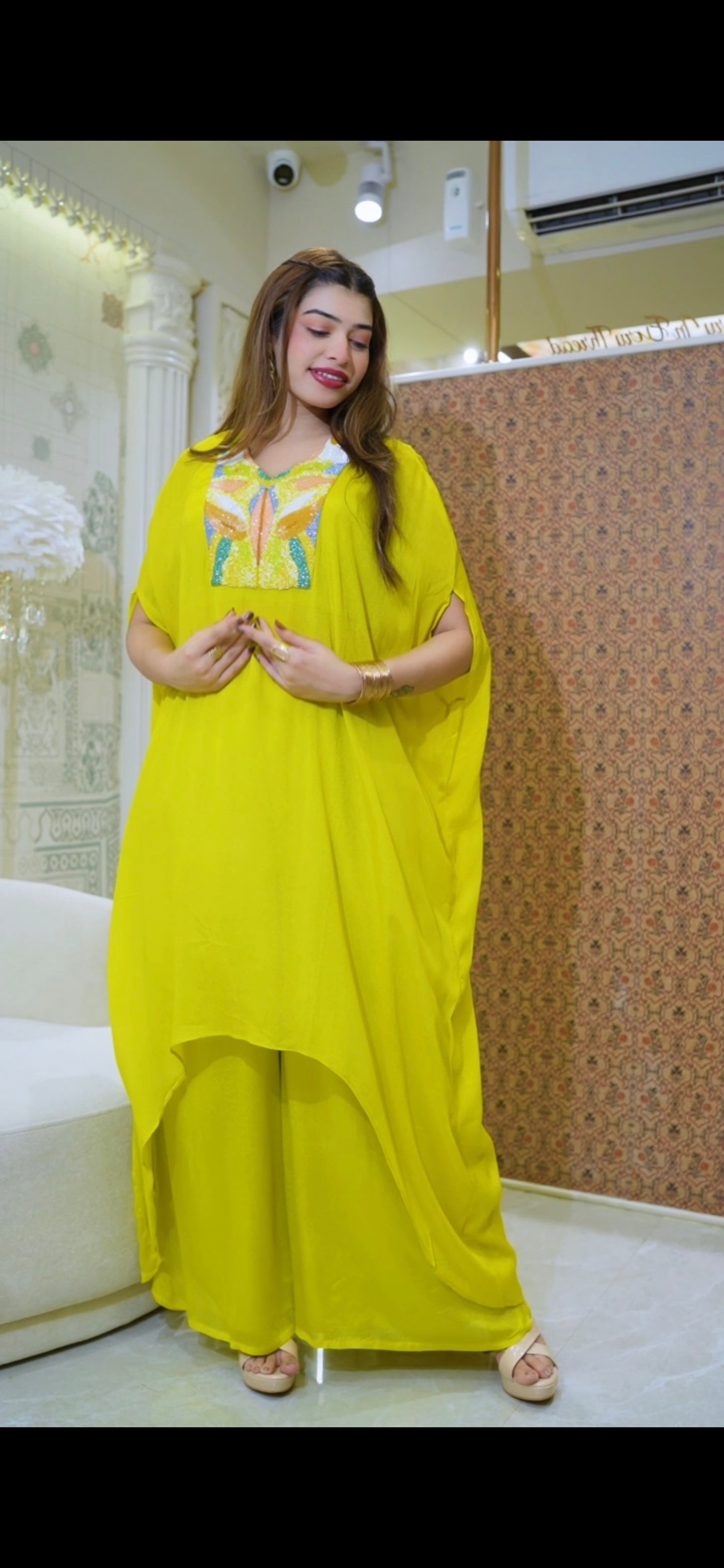 Image of Glow in this stunning pure fabric 2-piece Indo-Western set in radiant yellow