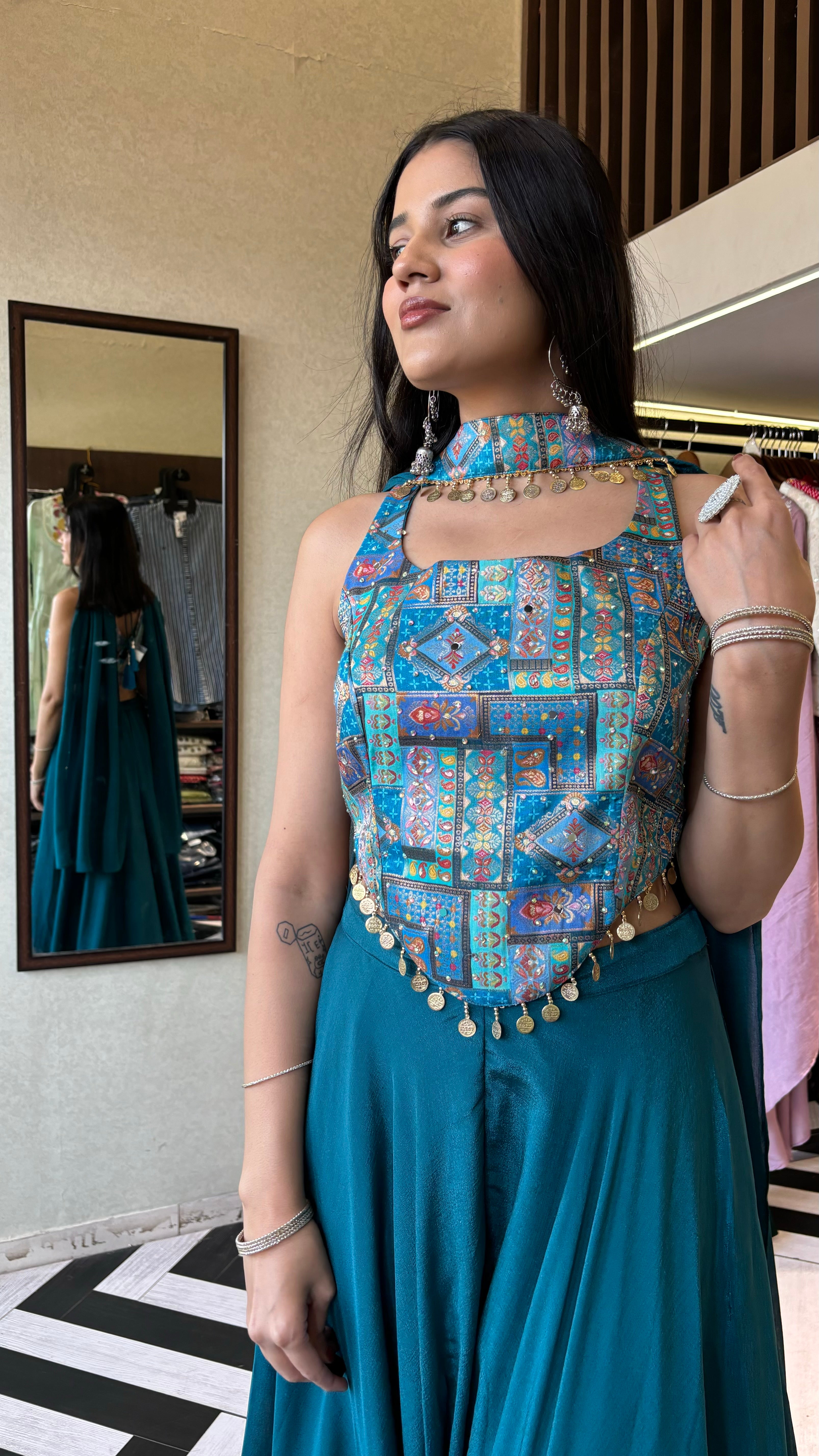 Image of Pure Georgette Indo western 3 Piece