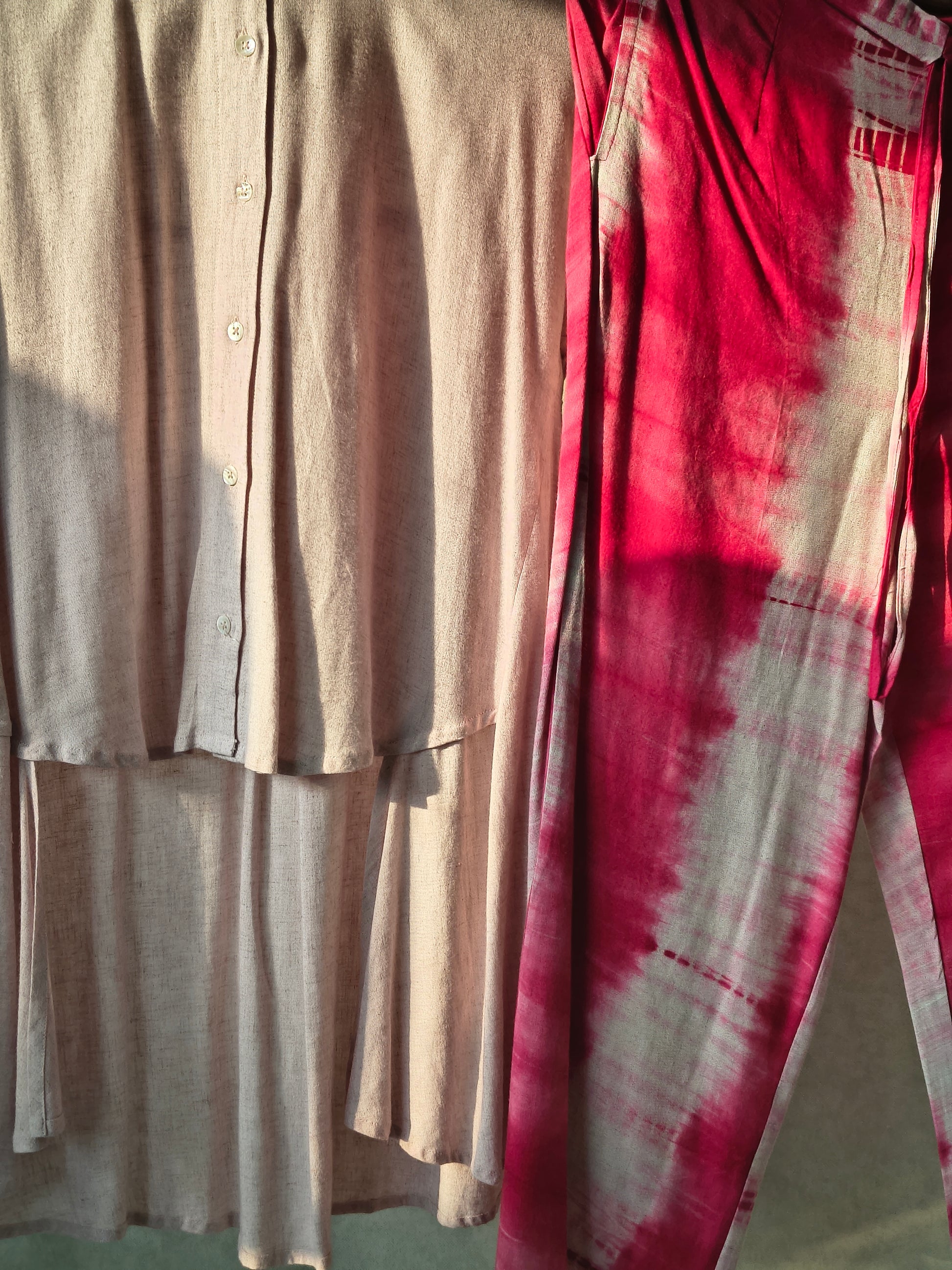 Premium Layered Shirt Style Tunic Co-Ord Set with Tie-Dye Straight Pants