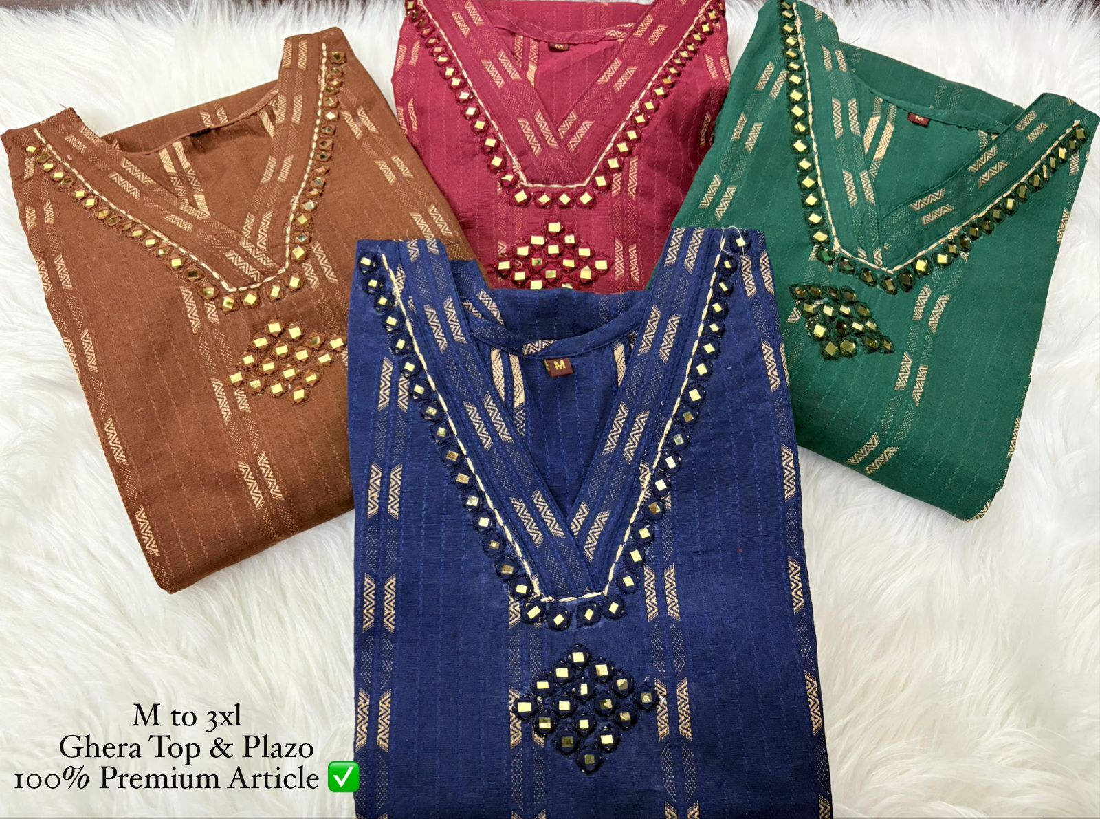 Image of Pure Cotton 2 Piece Sleeveless Coord Set with original mirror work