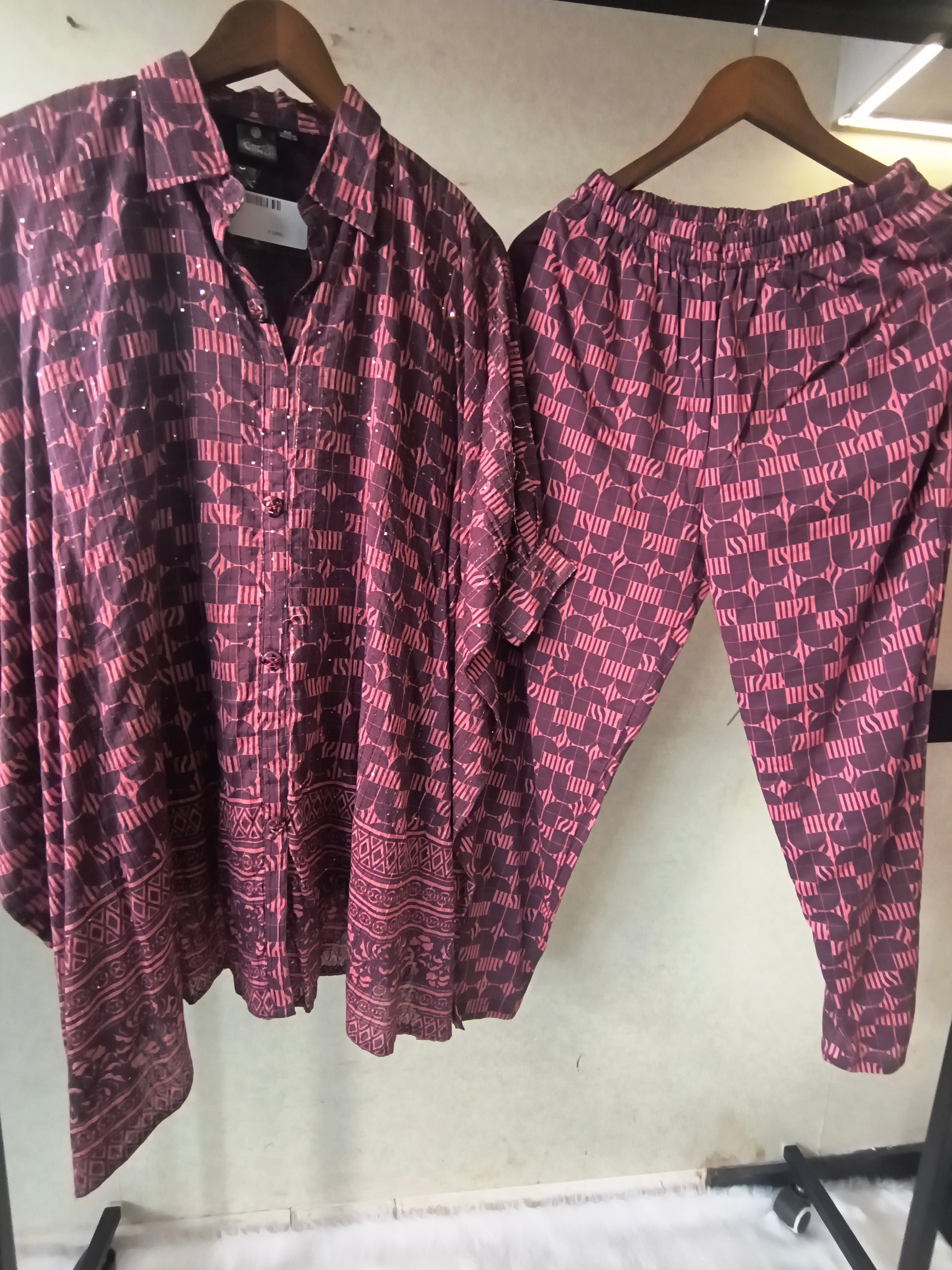 Premium Abstract Printed Asymmetrical Shirt Co-Ord Set with Tapered Pants