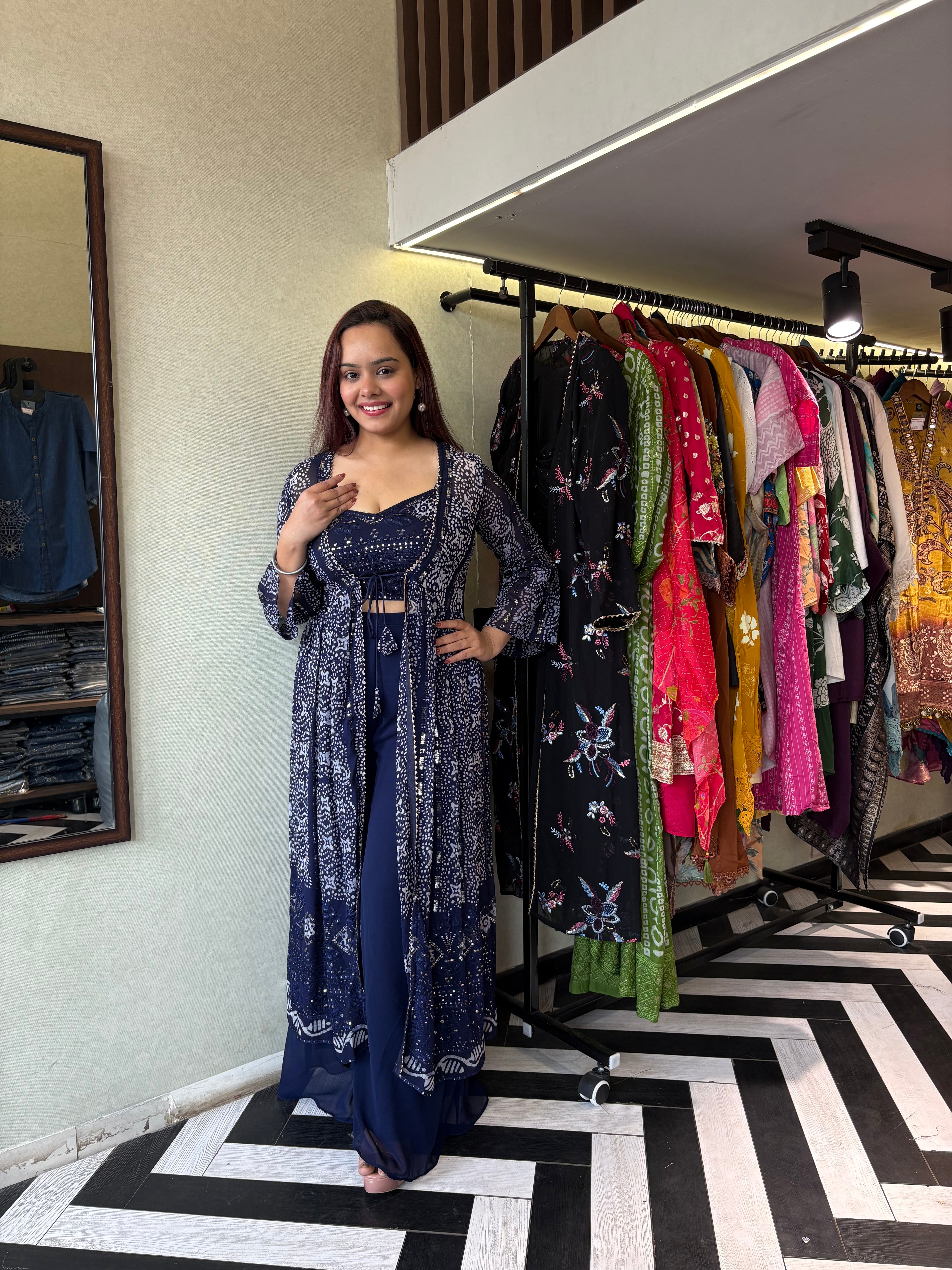 Image of Pure Georgette 3 Piece with Hand work