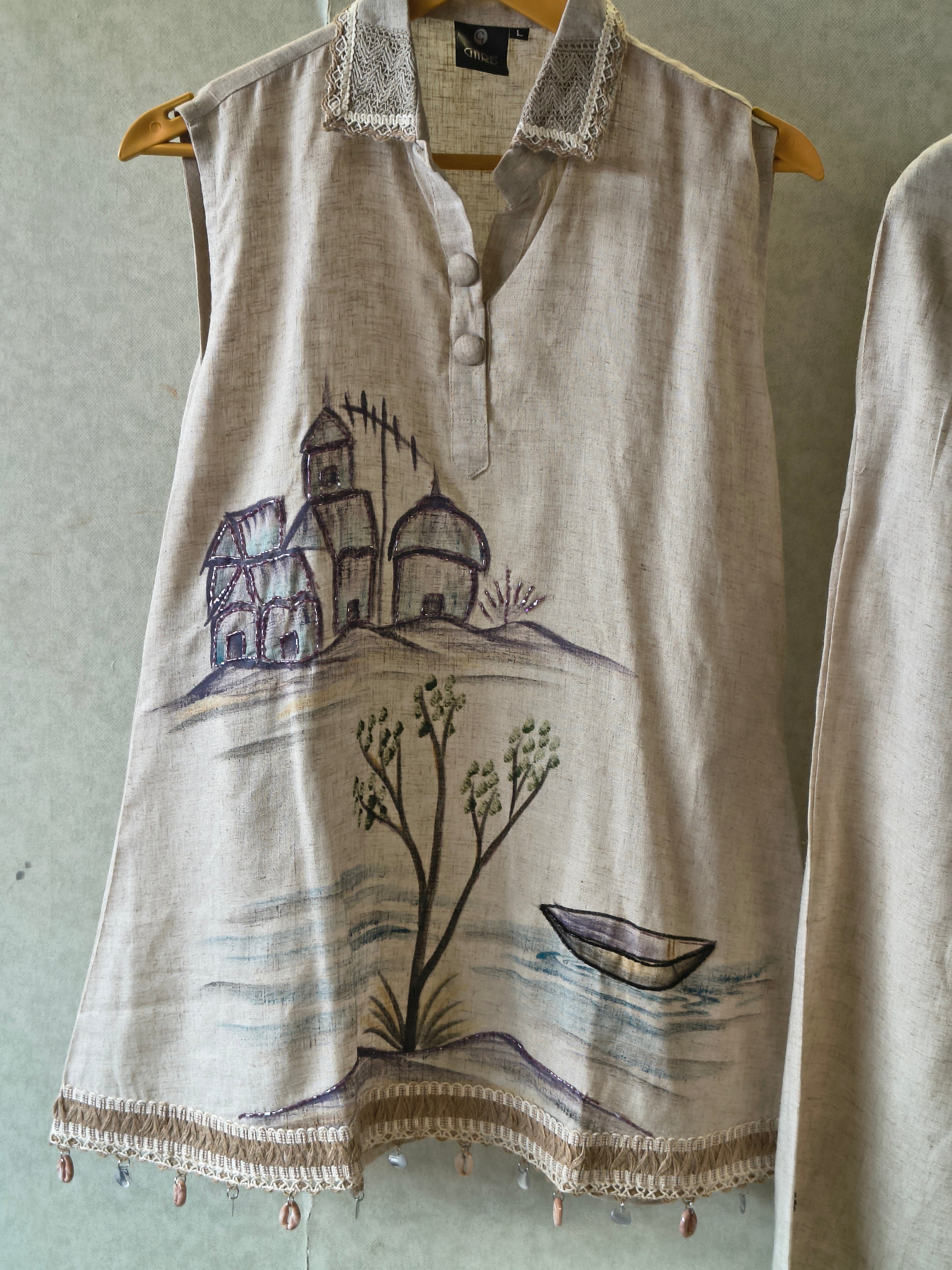 Image of Natural Linen Scenic Art Co-Ord Set