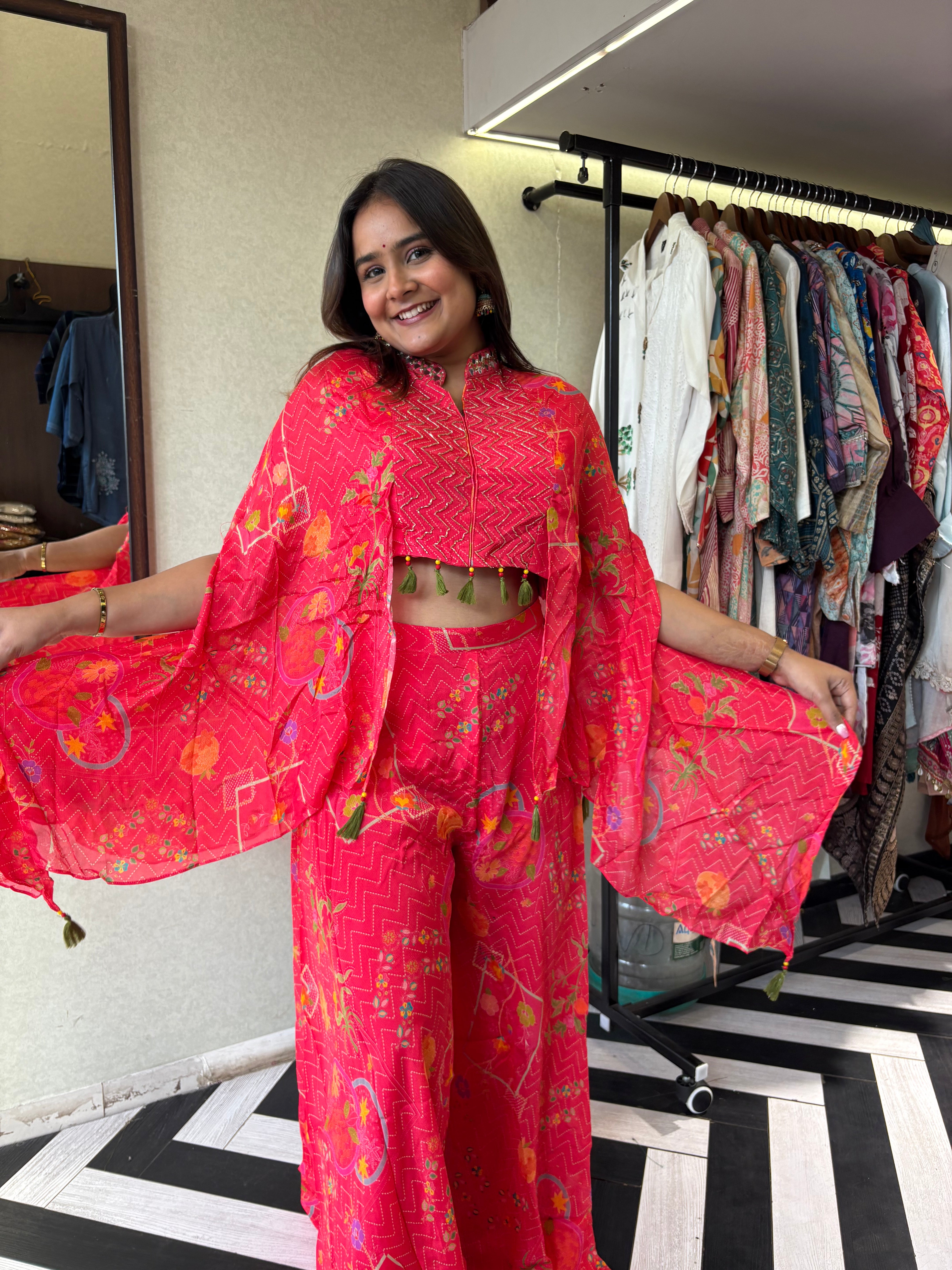 Image of Pure Chinnon 3 Piece with Hand work