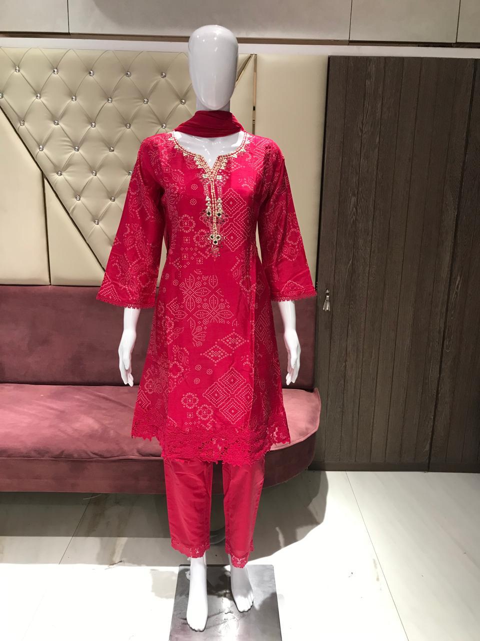 Image of Pure Gaji Silk 3 Piece Kurti Set