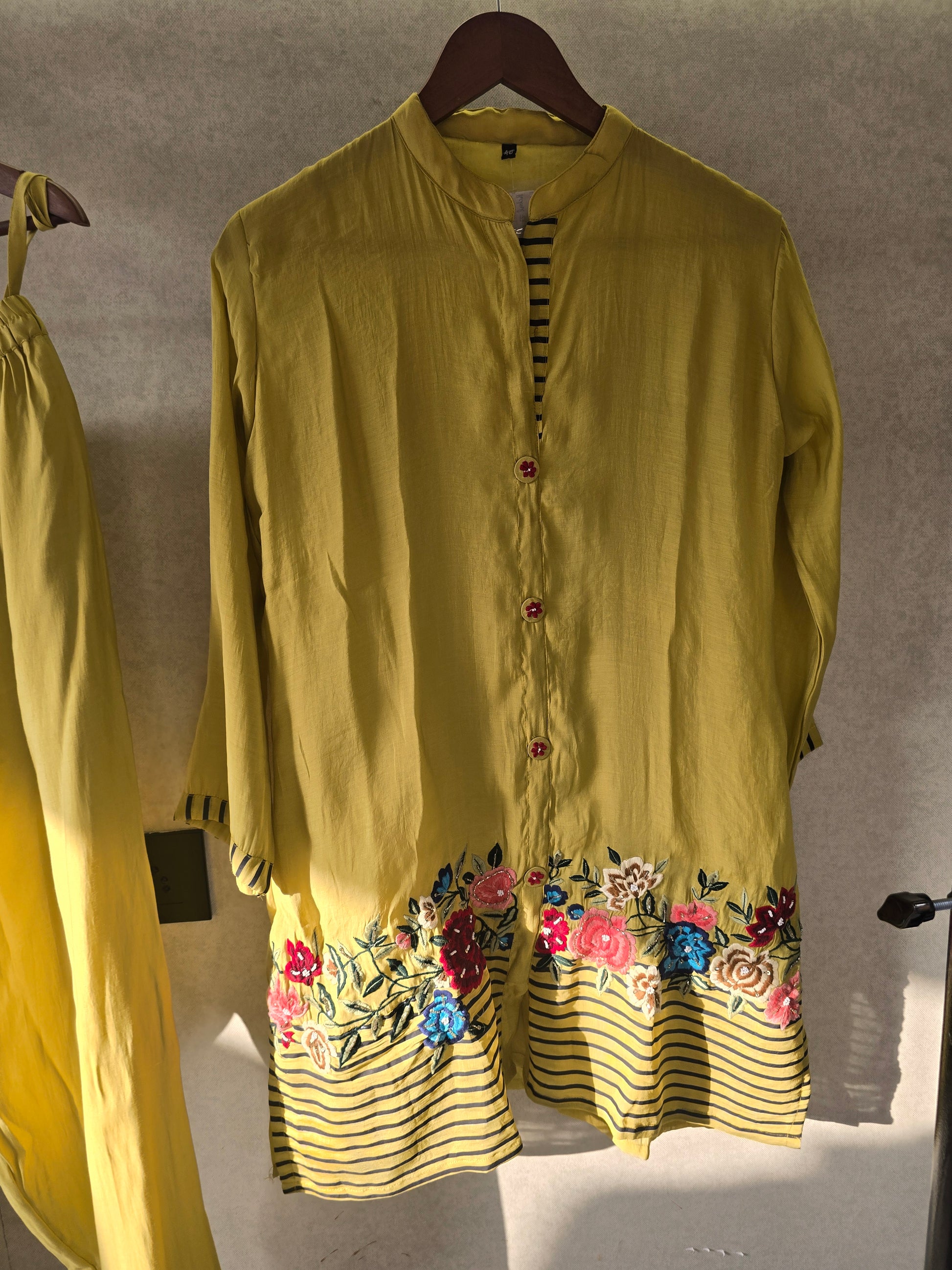 Mustard Floral Embroidered Co-Ord Set