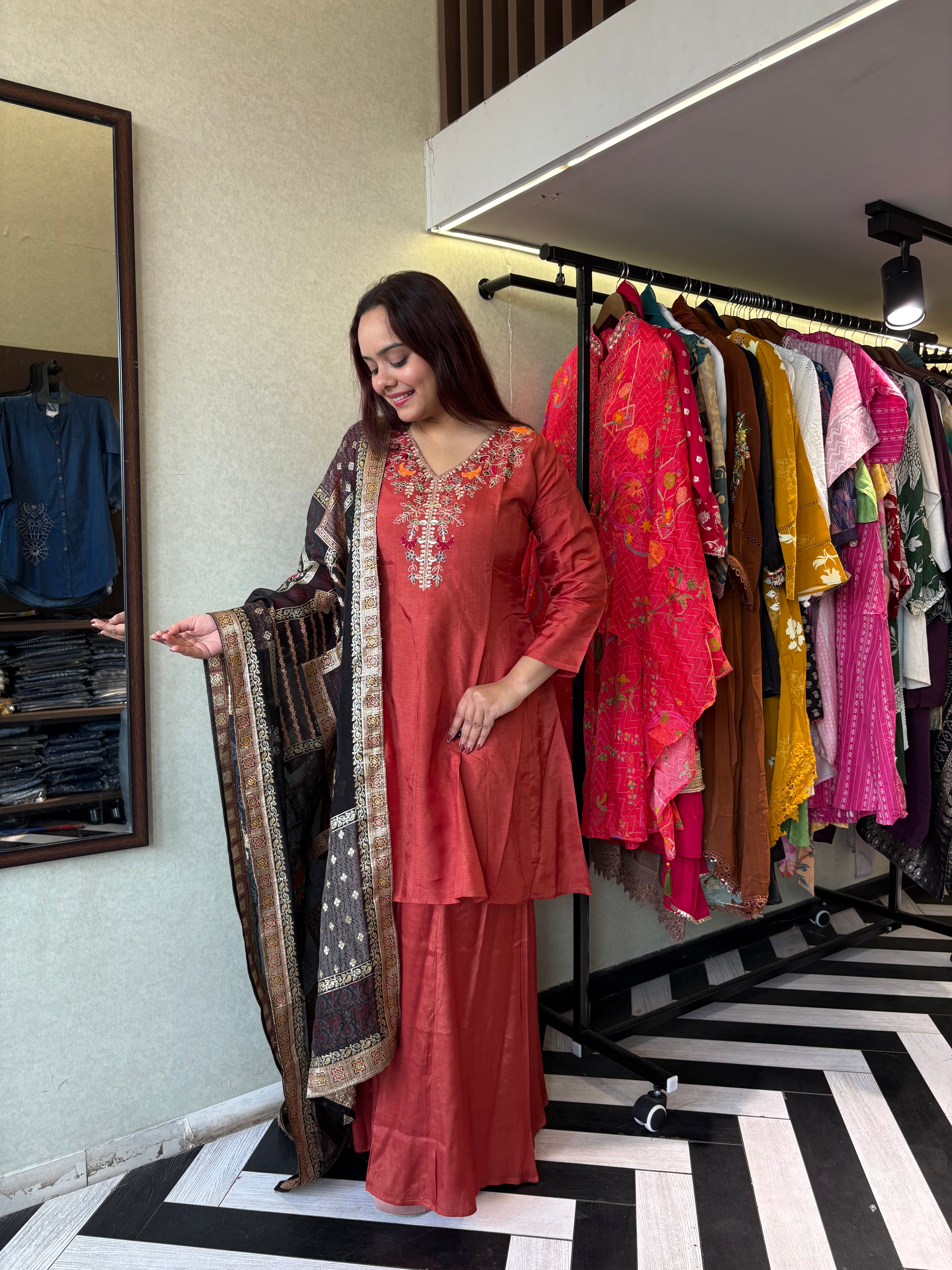 Image of Pure Georgette 3 Piece with Hand work