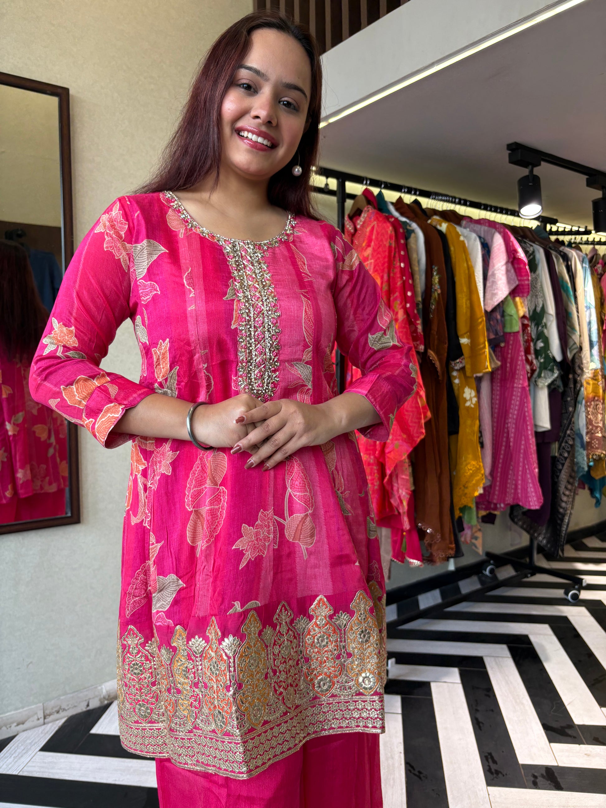 Pure Crepe 3 Piece with Hand work