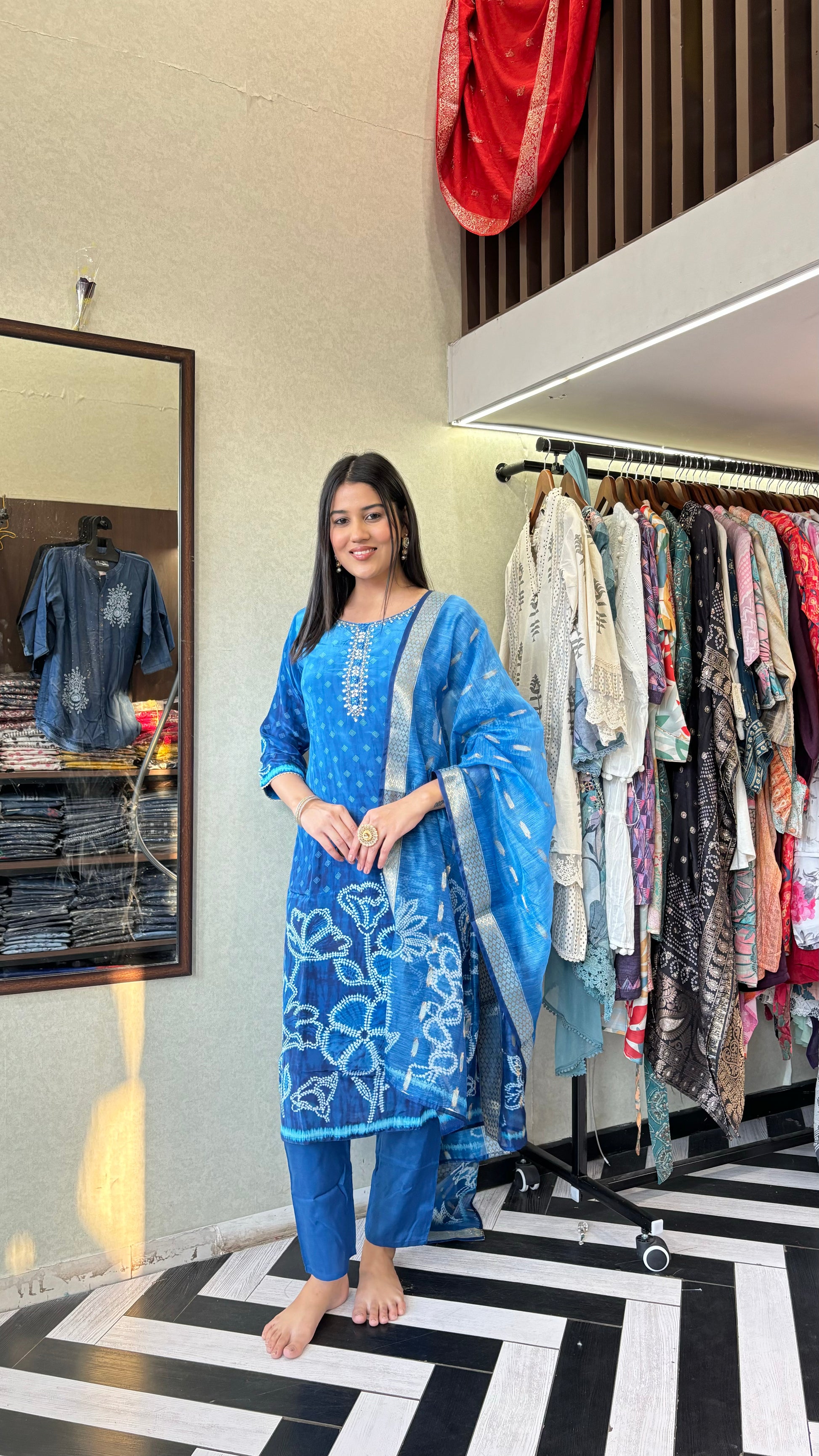 Pure Organza Indo Western Piece with Hand work