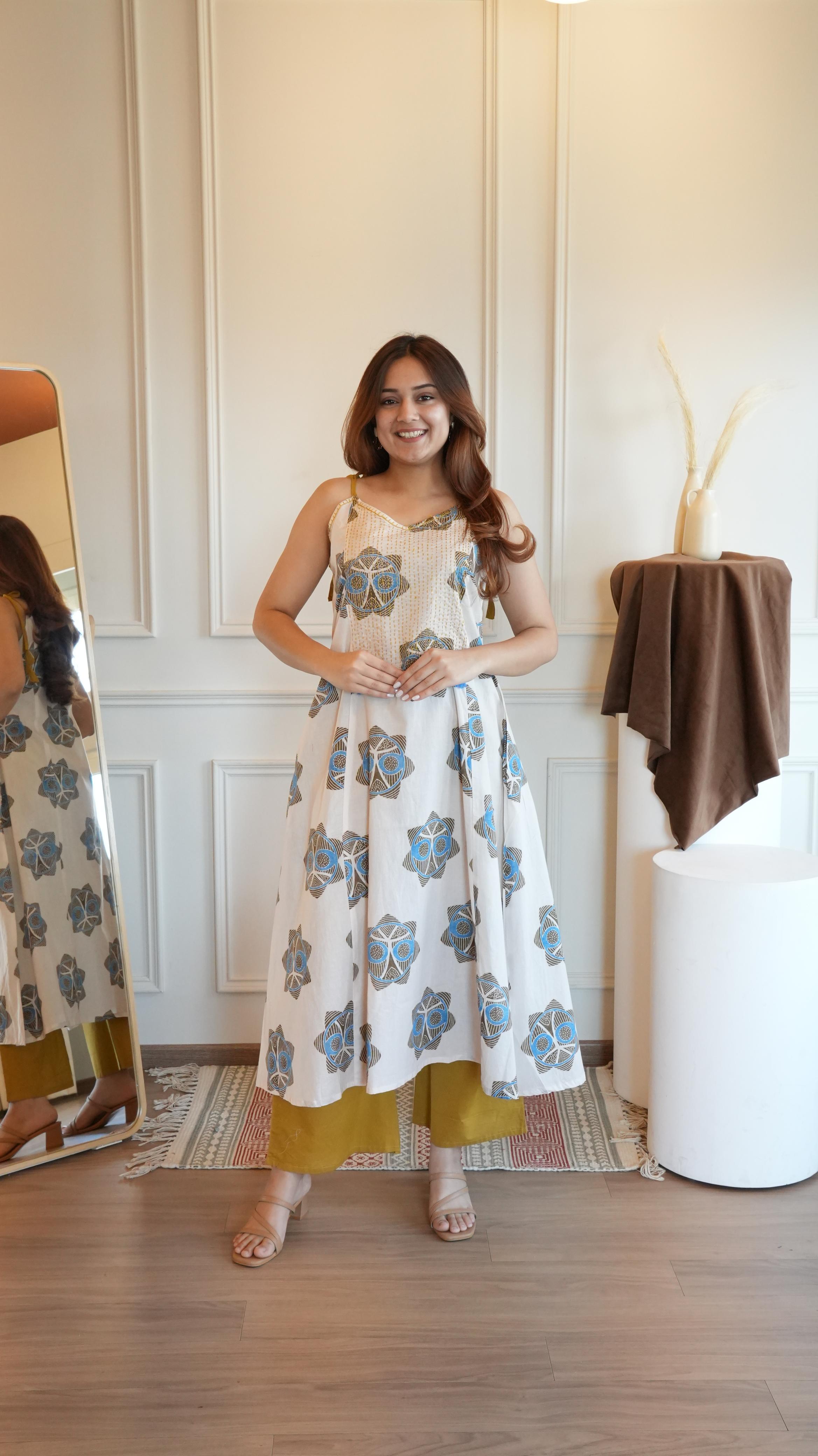 Image of Cotton speggati katha cotton two piece set