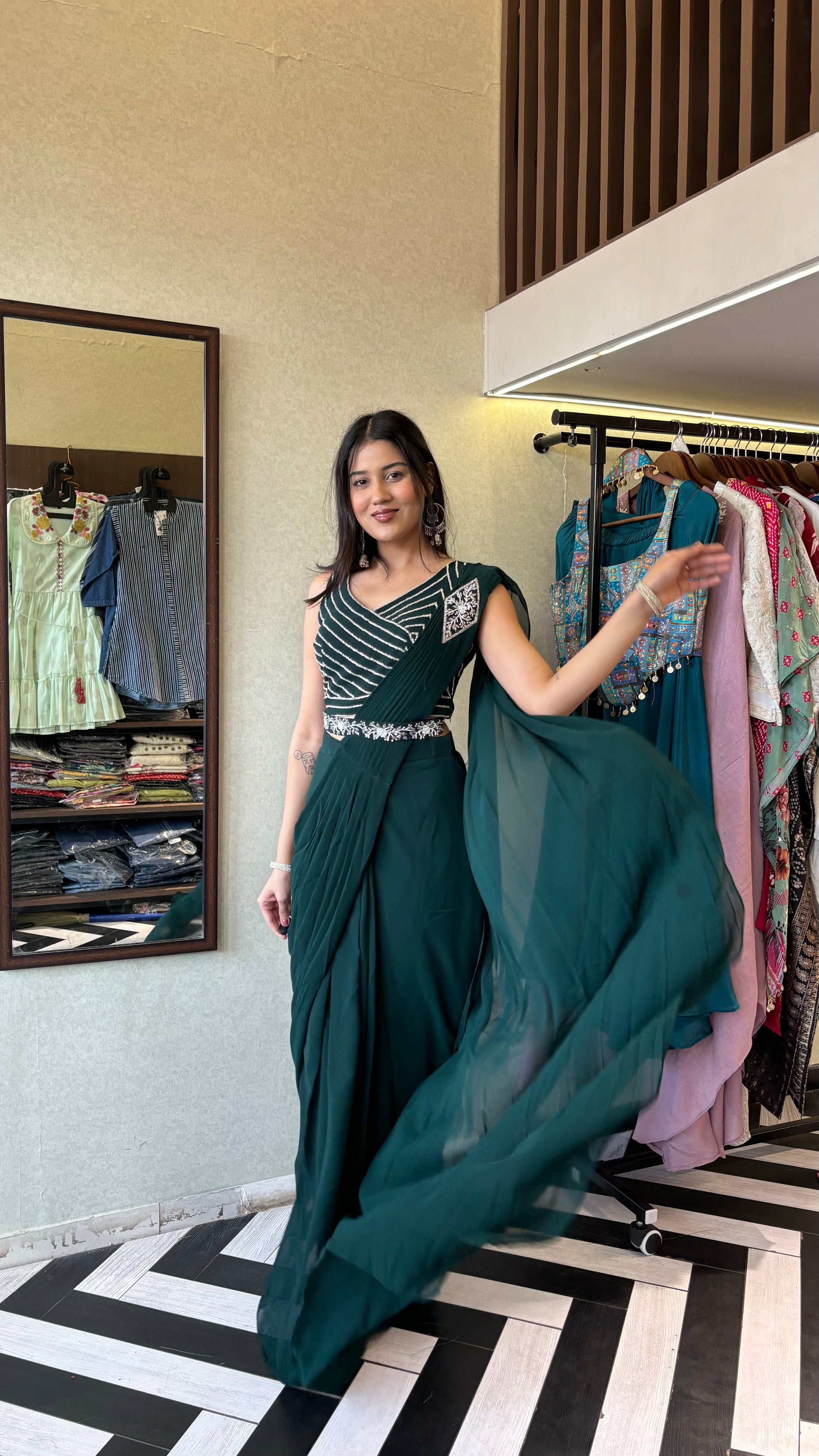 Pure Georgette Saree Style Indo western