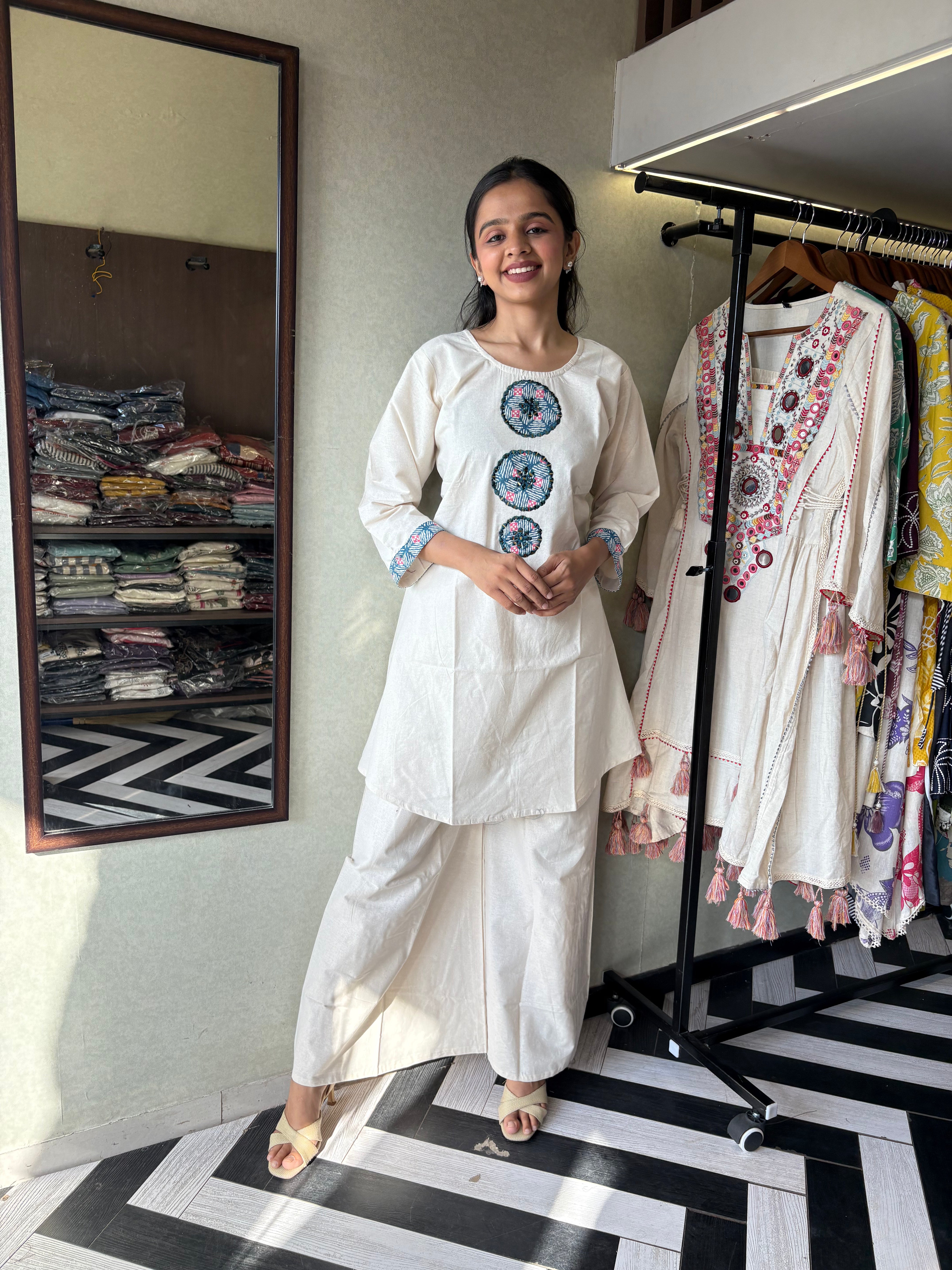 Pure Khadi Cotton 2 Piece Embroidery Set