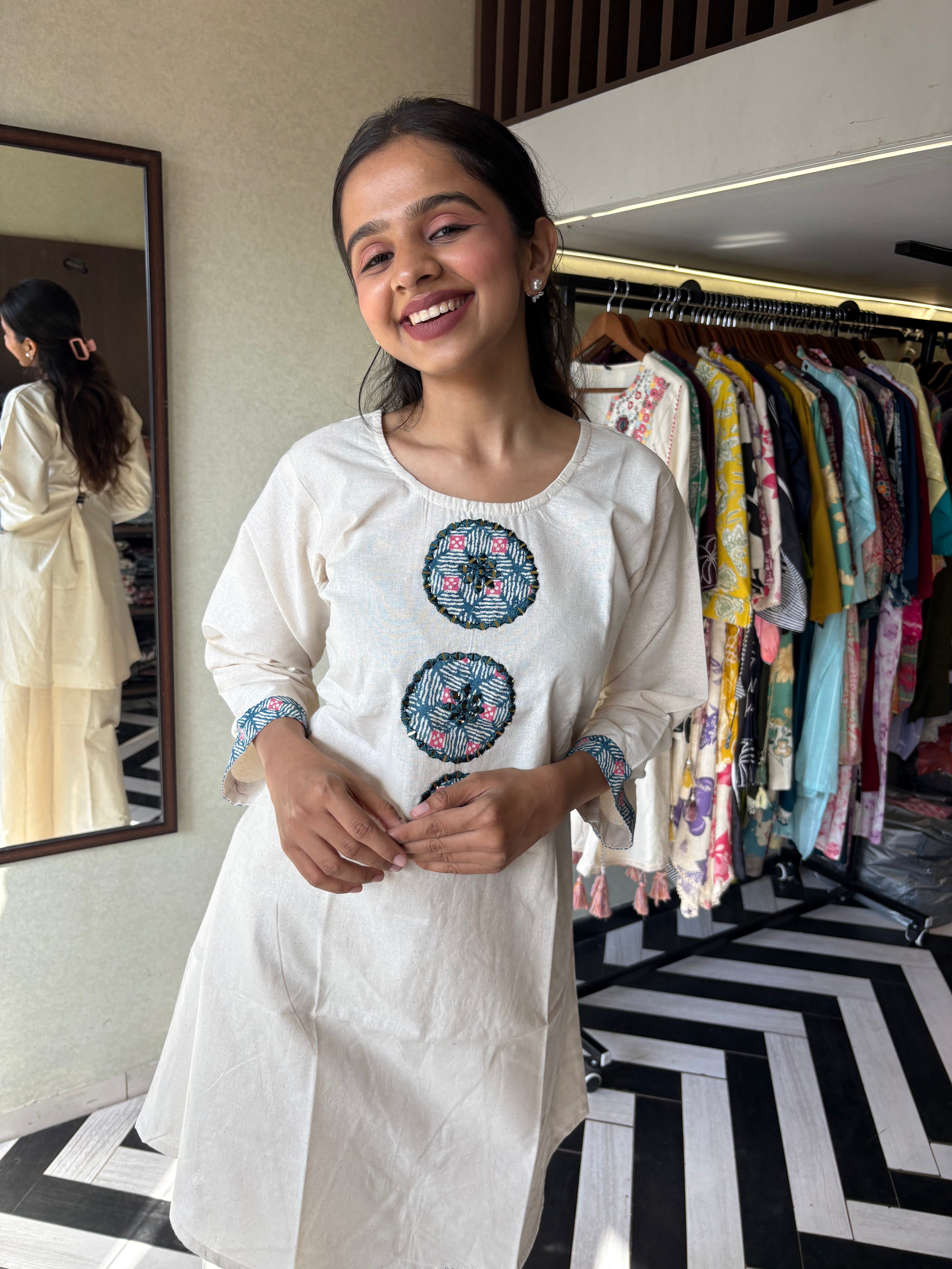 Image of Pure Khadi Cotton 2 Piece Embroidery Set