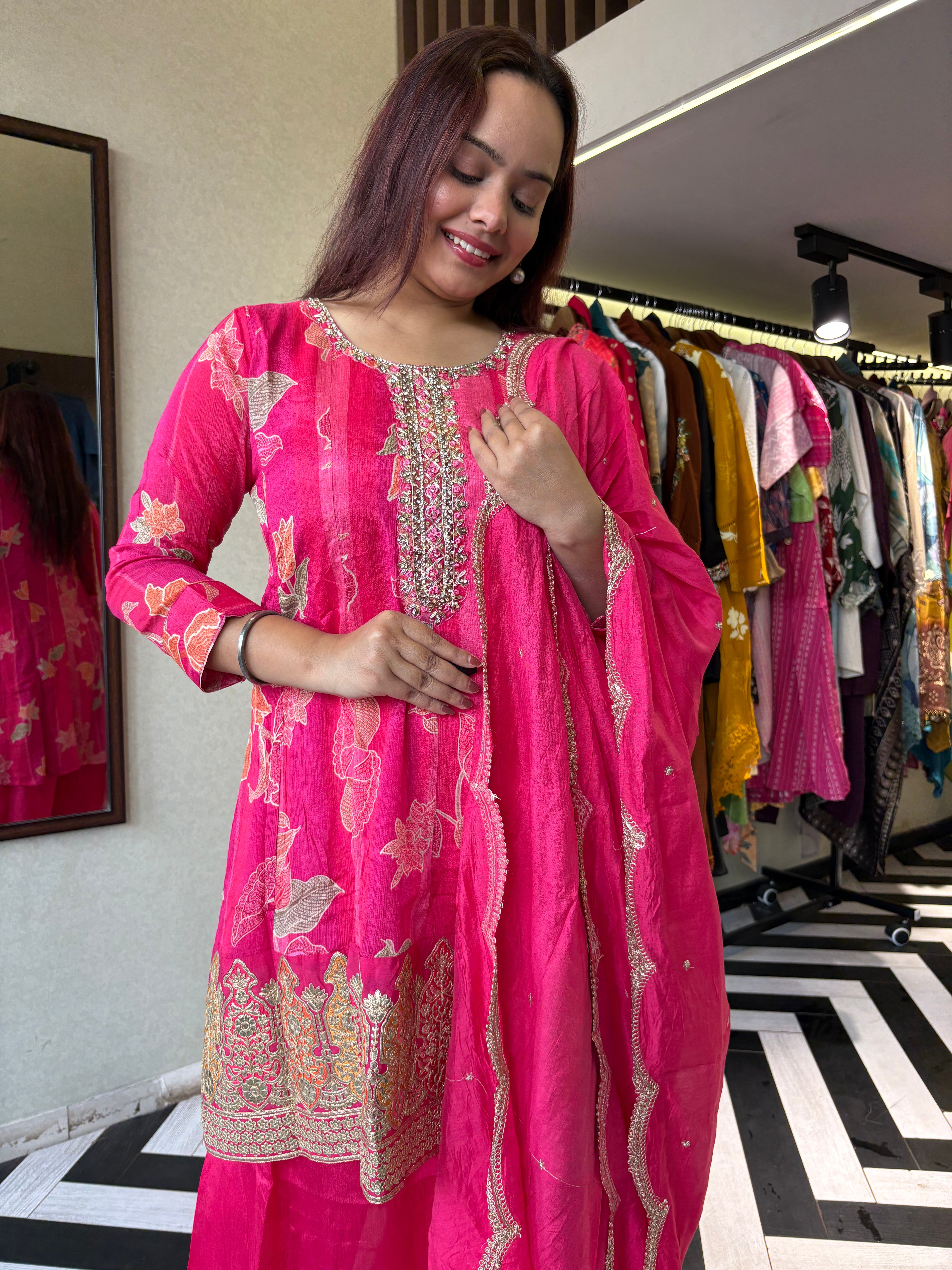 Image of Pure Crepe 3 Piece with Hand work