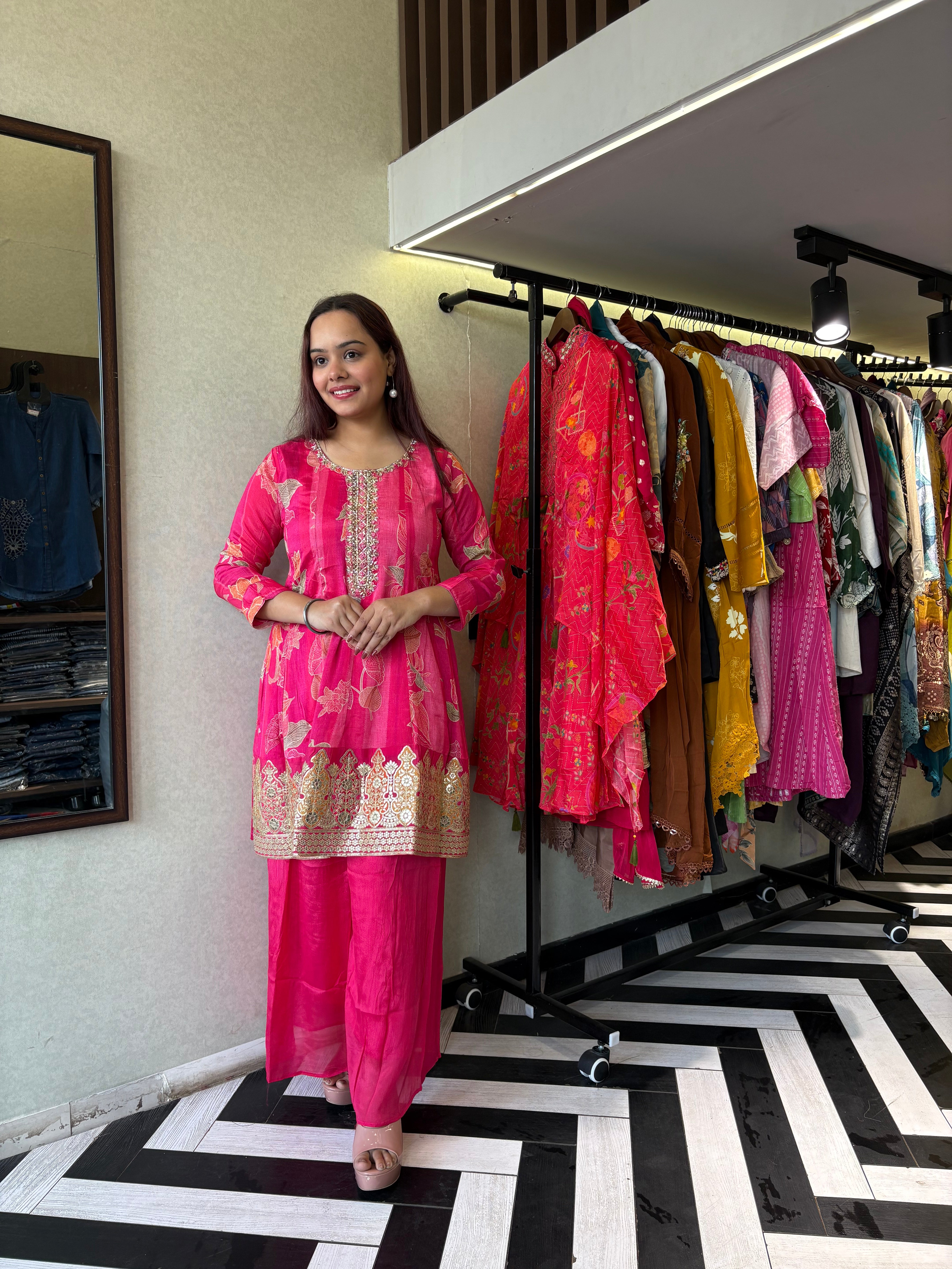 Image of Pure Crepe 3 Piece with Hand work