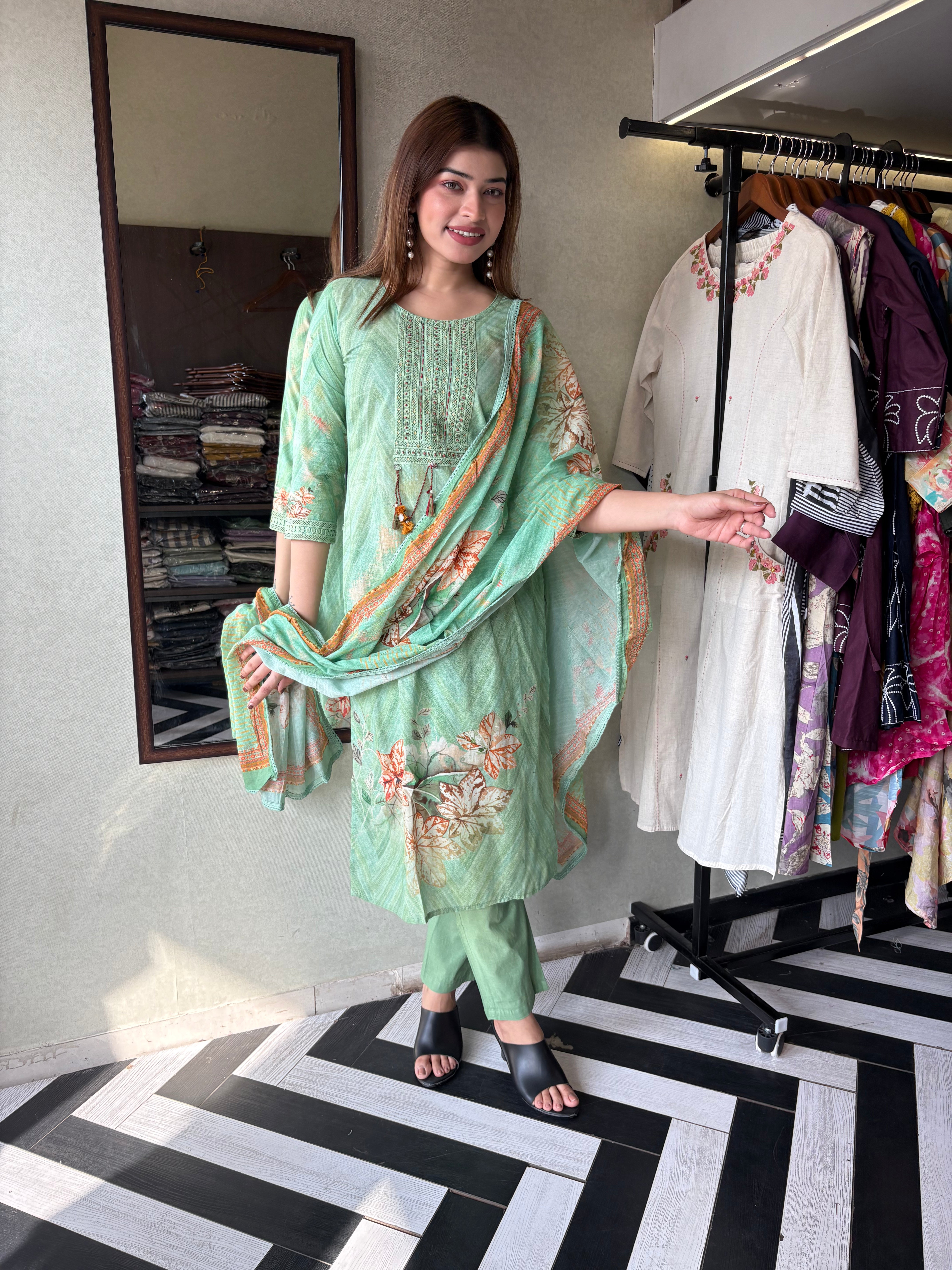 Pure Cotton Designer Kurti Sets