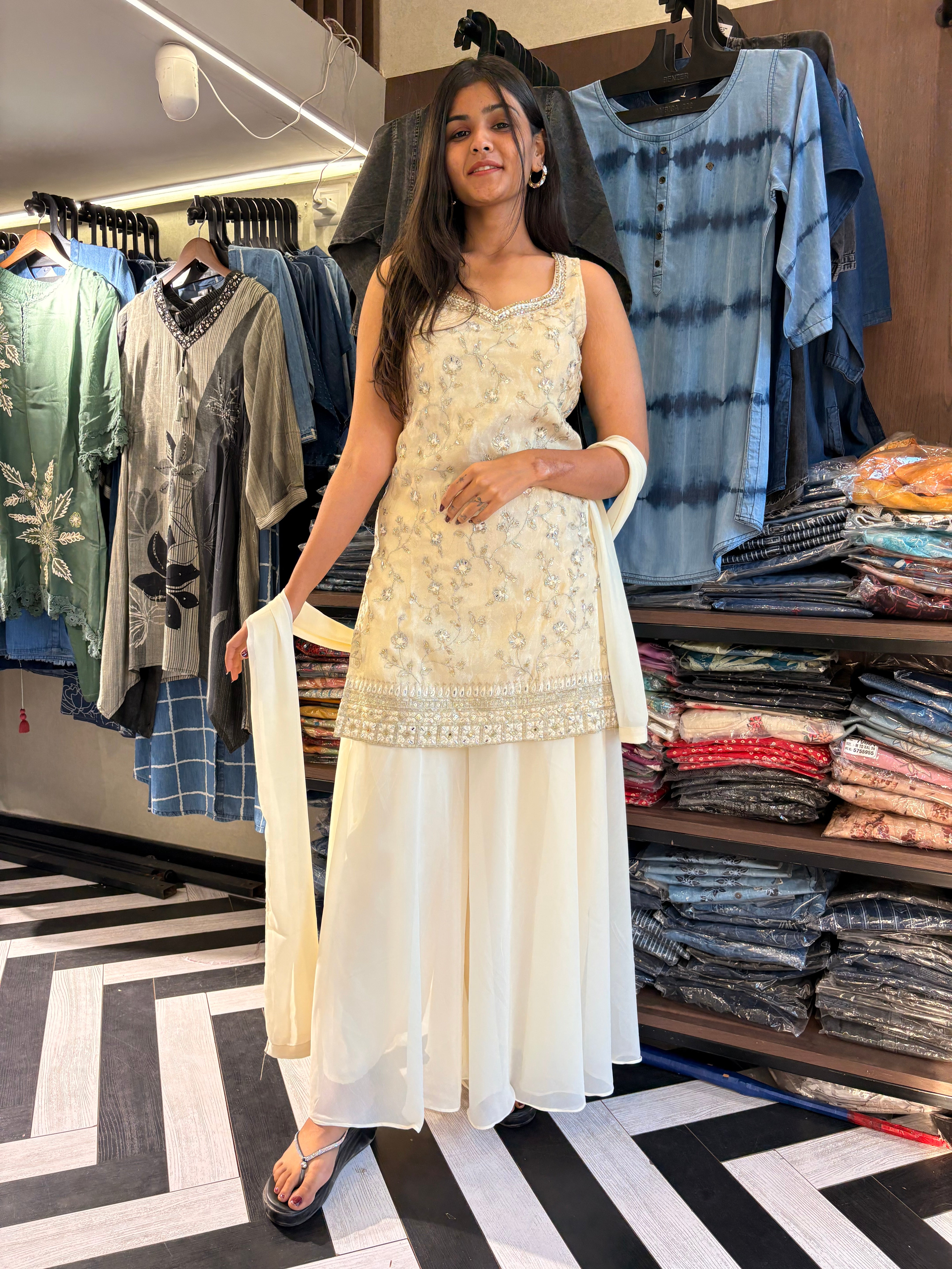 Image of Pure Shimmer 3 Piece Indo western Set