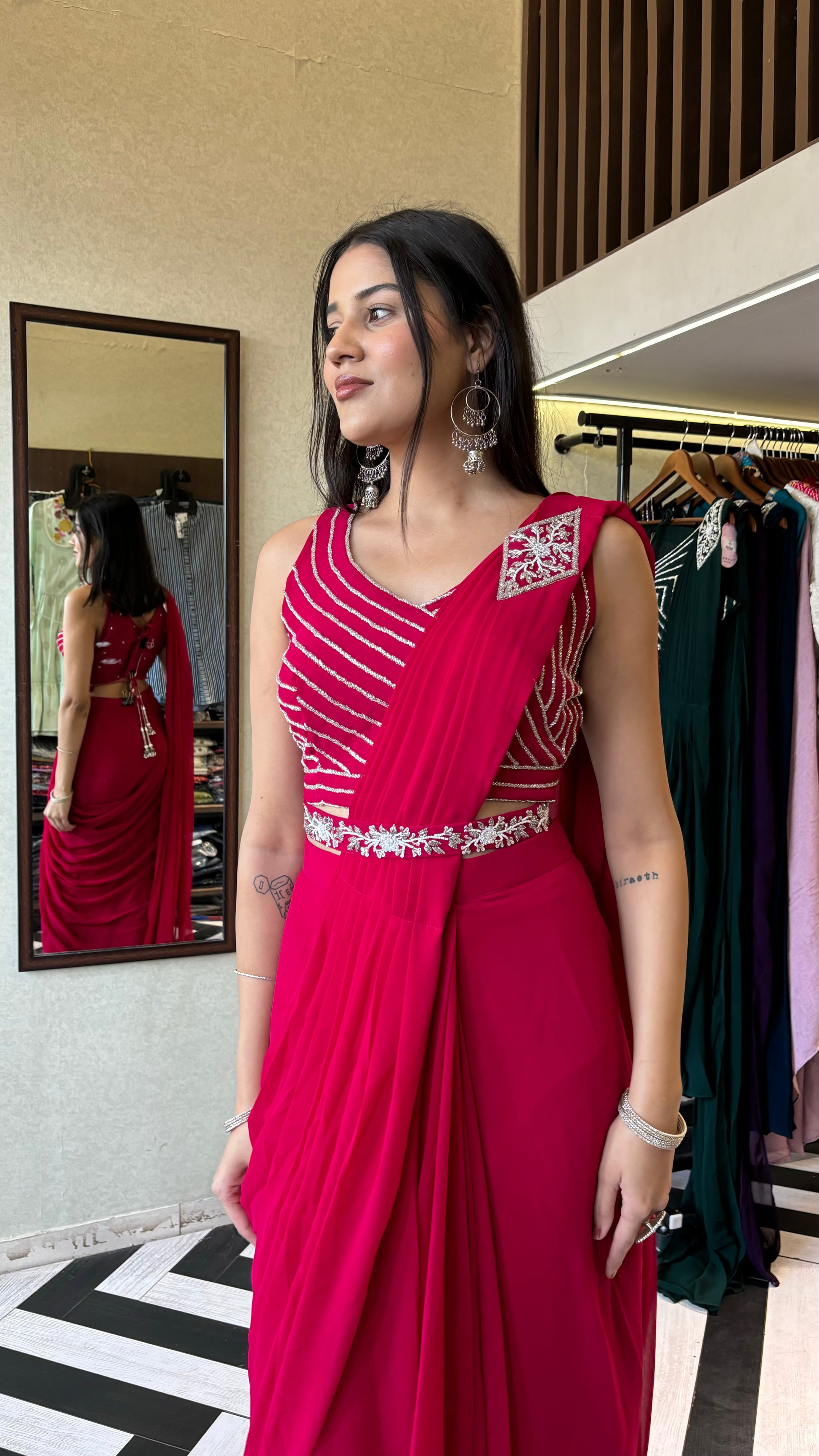 Pure Georgette Saree Style Indo western