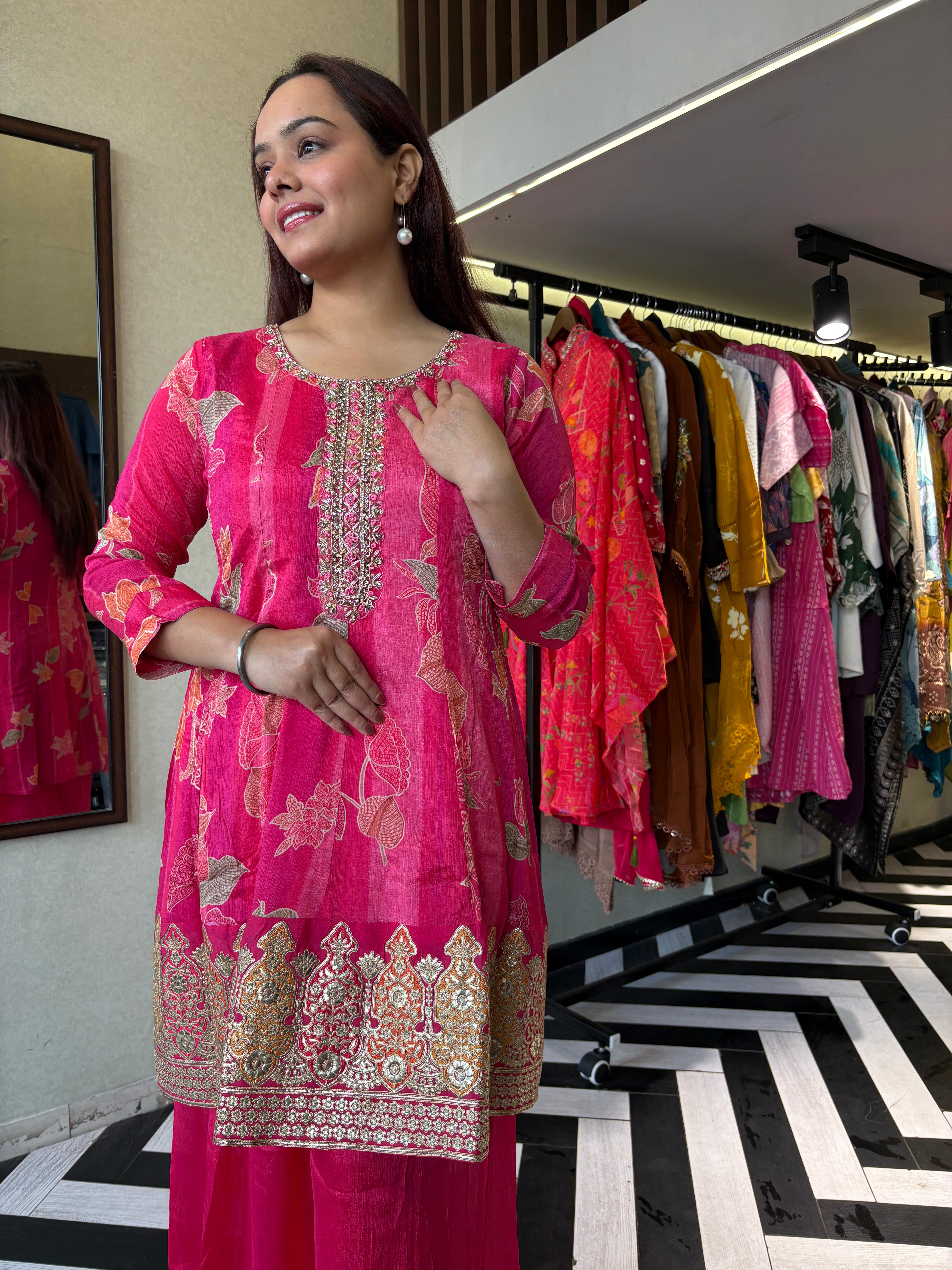 Image of Pure Crepe 3 Piece with Hand work