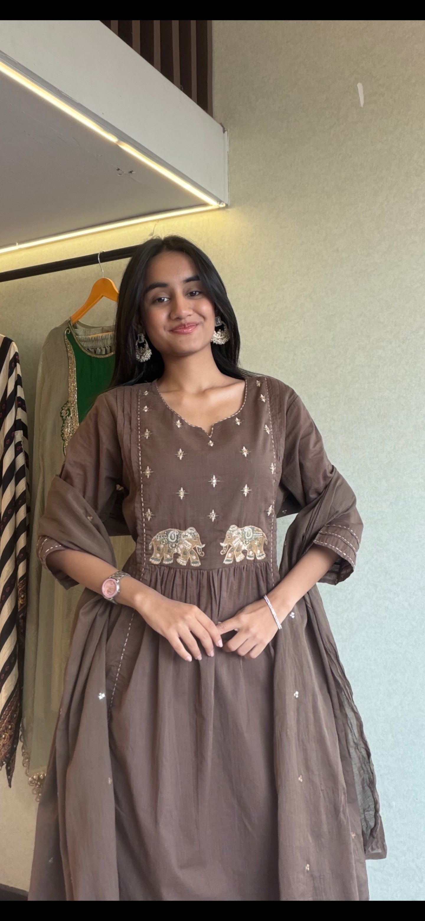 Image of Pure Cotton 3 Piece Anrkali Set