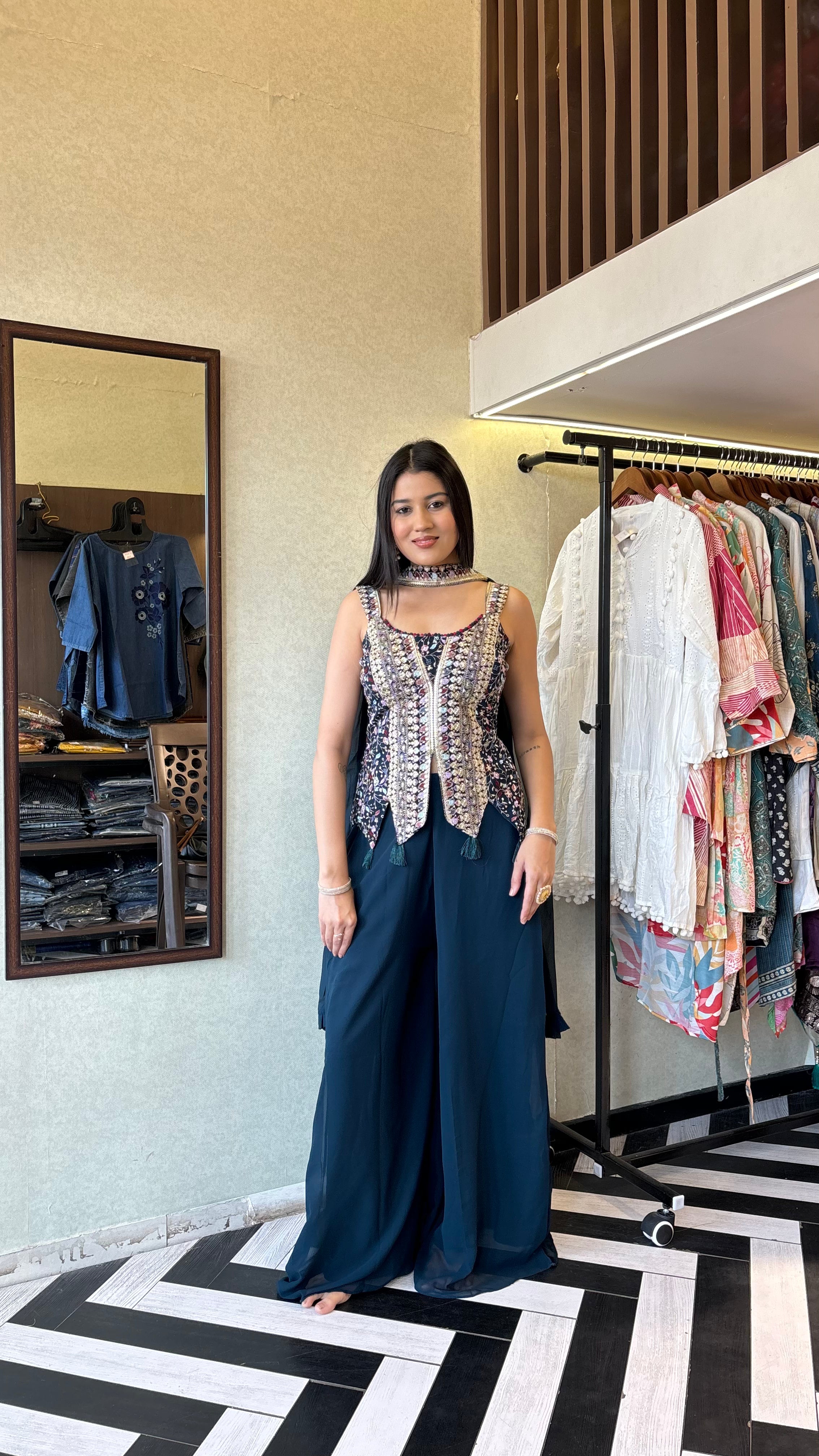 Image of Pure Georgette 3 Piece Set with Hand work