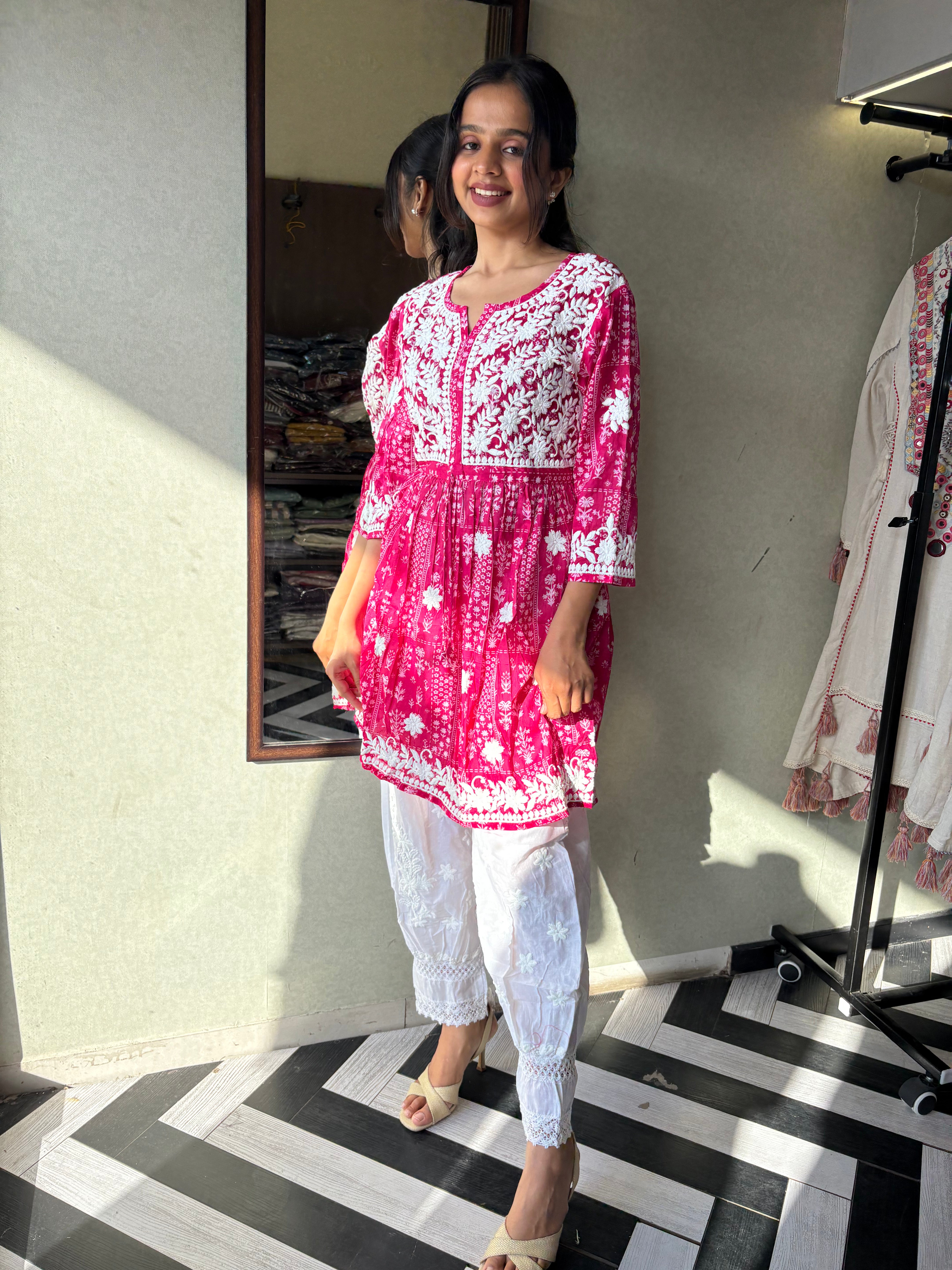 Image of Pure Lucknowi 2 Piece Embroidery Coord Set