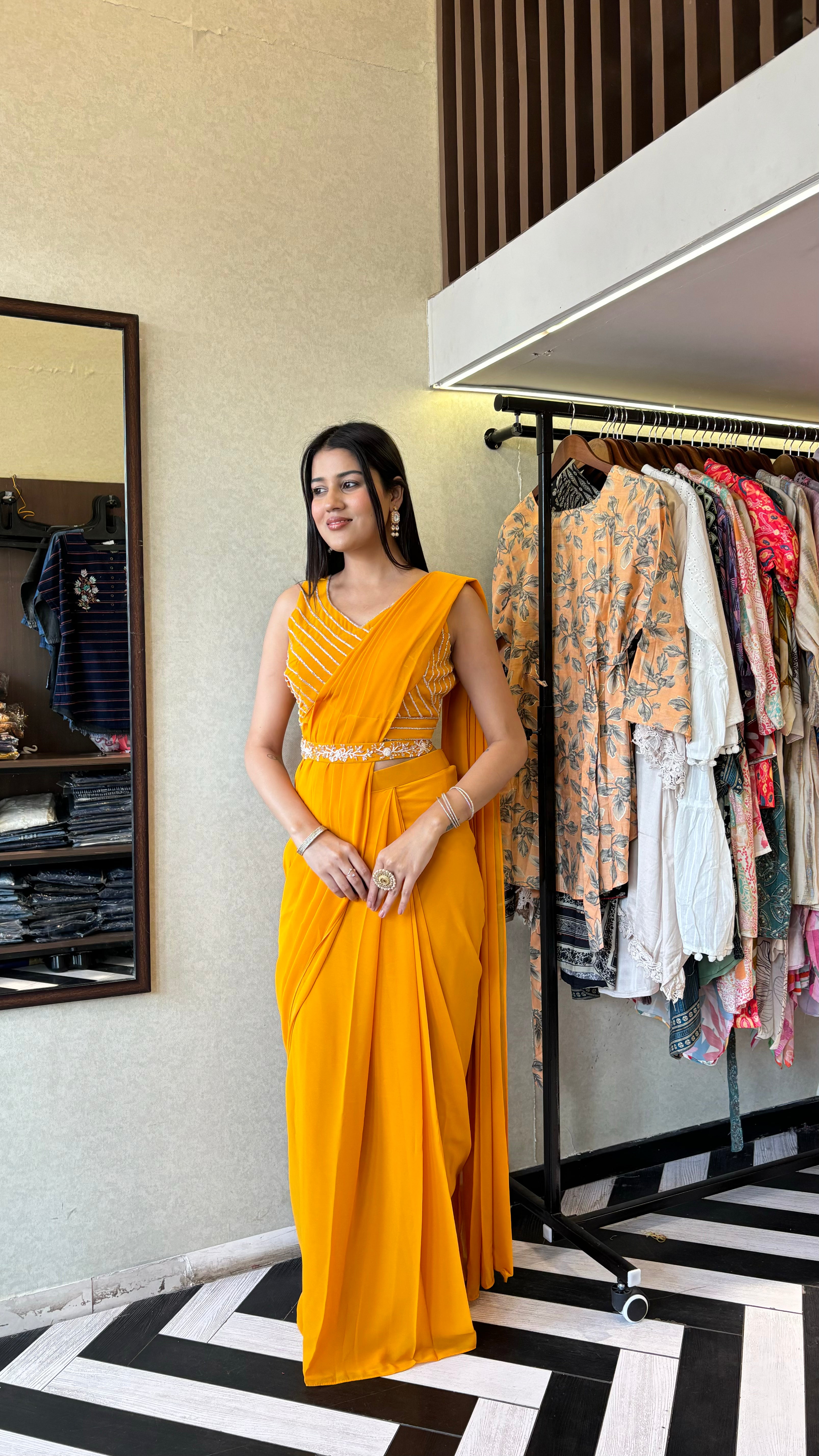 Image of Pure Georgette Indo Western Piece with Hand work