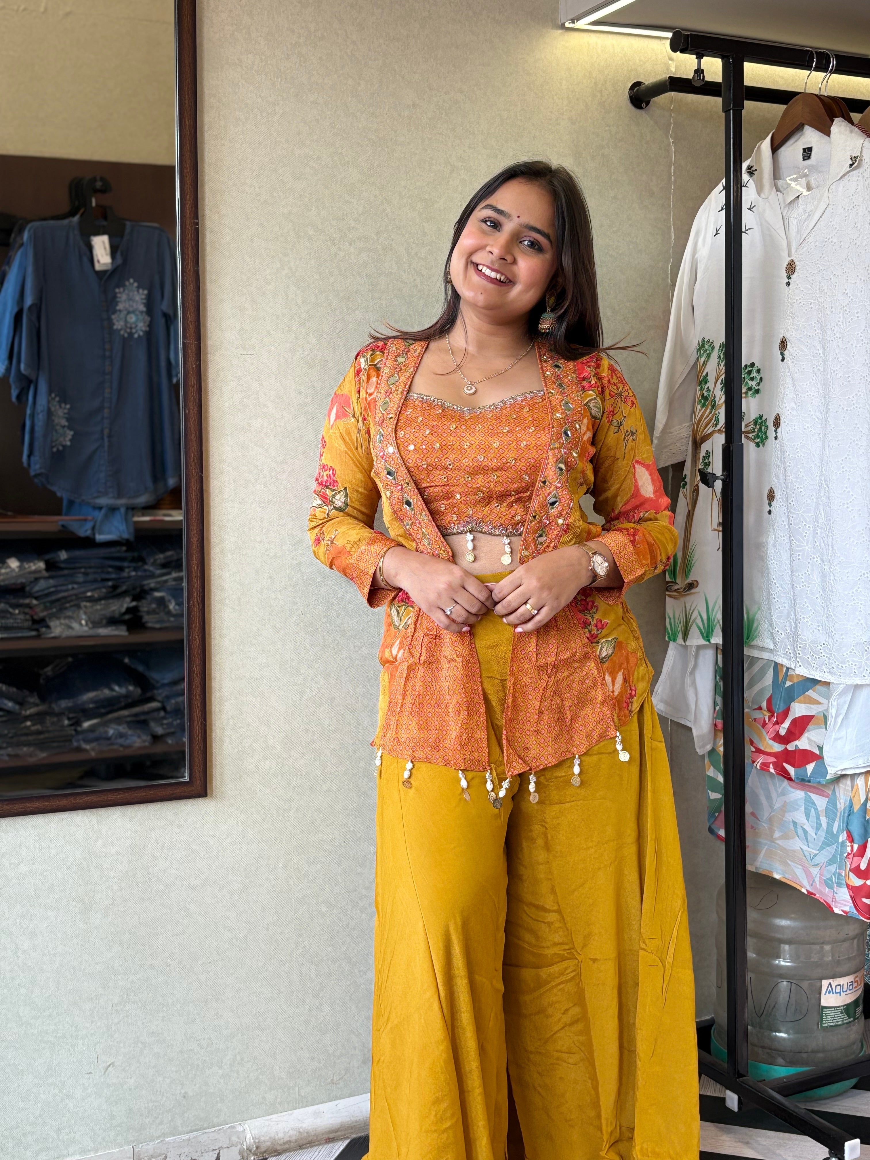 Image of Pure Chinnon 3 Piece with Hand work