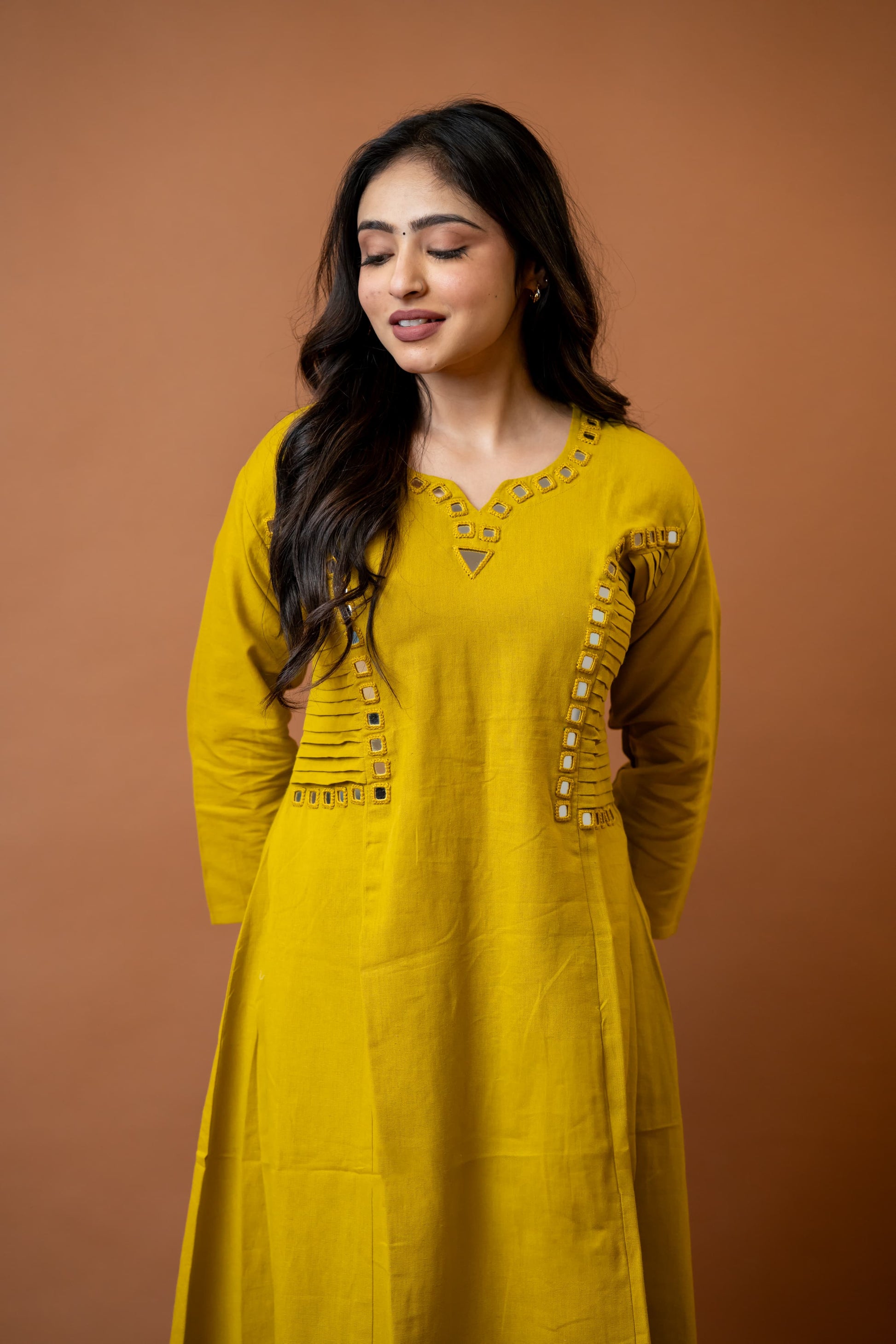 Real Mirror Work. Real Cotton. 
our pure cotton long coord set with original mirror hand work - a classy steal for every wardrobe!