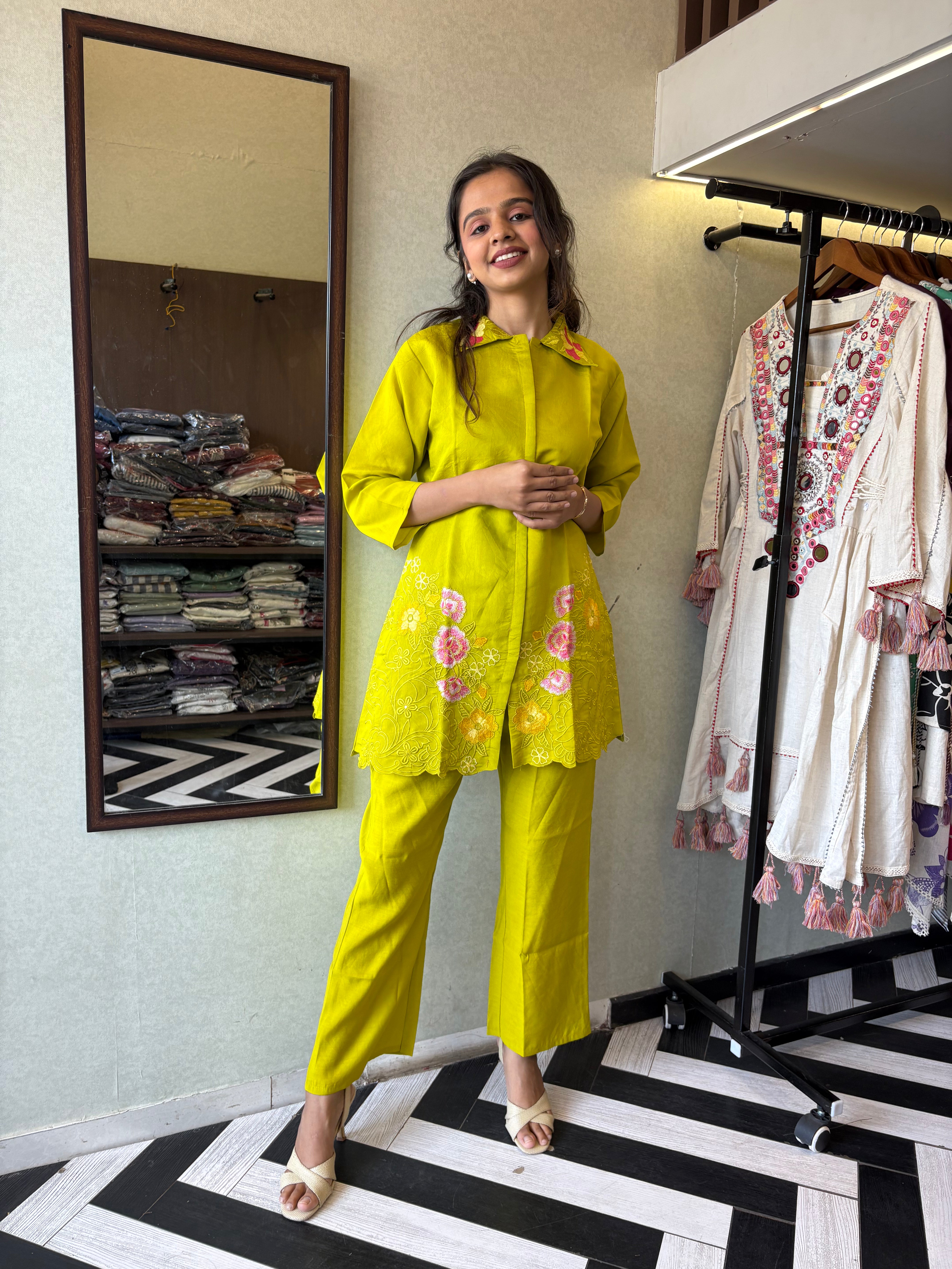 Pure cotton 2-piece coord set, featuring elegant embroidery work!