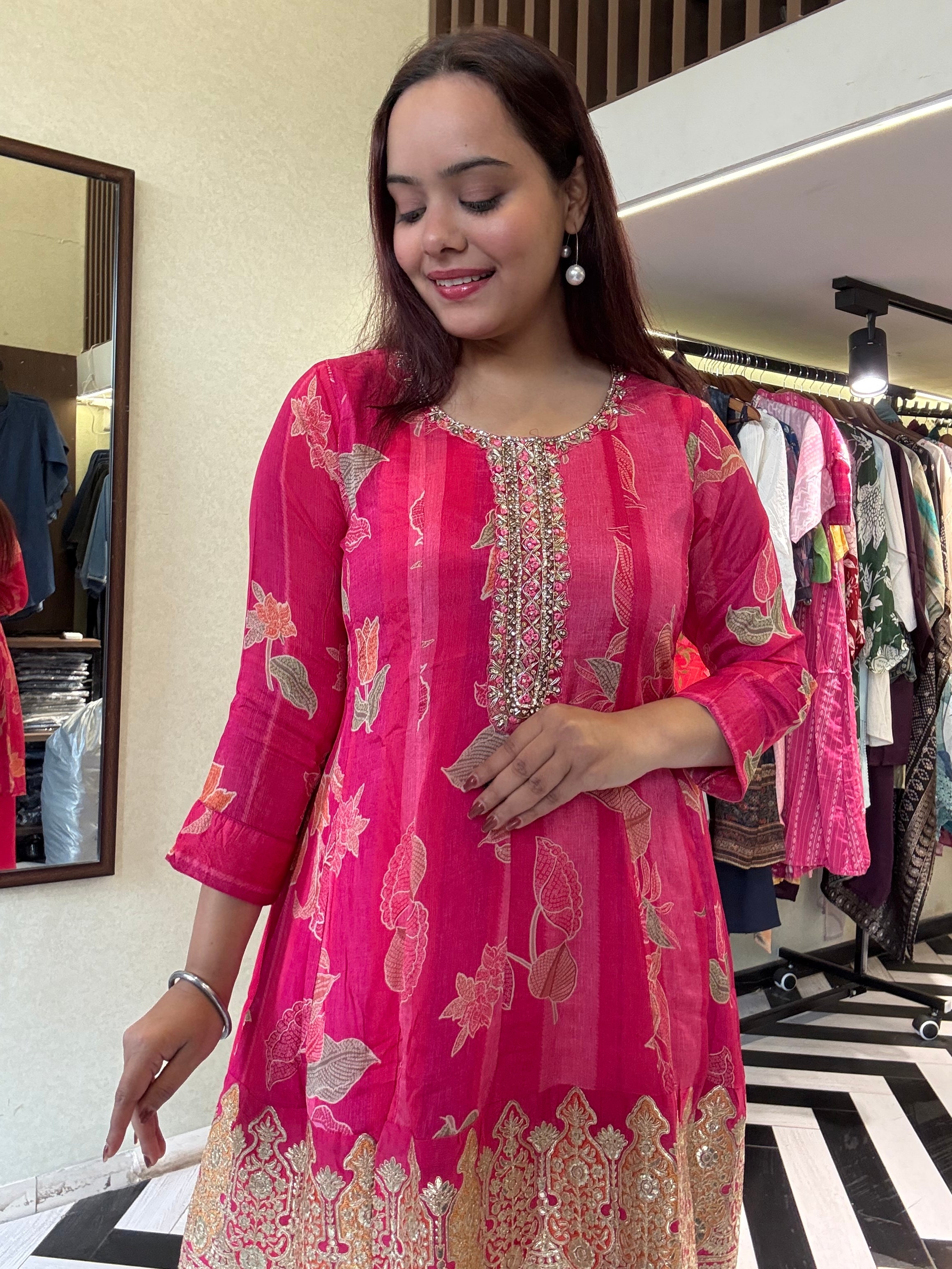 Image of Pure Crepe 3 Piece with Hand work