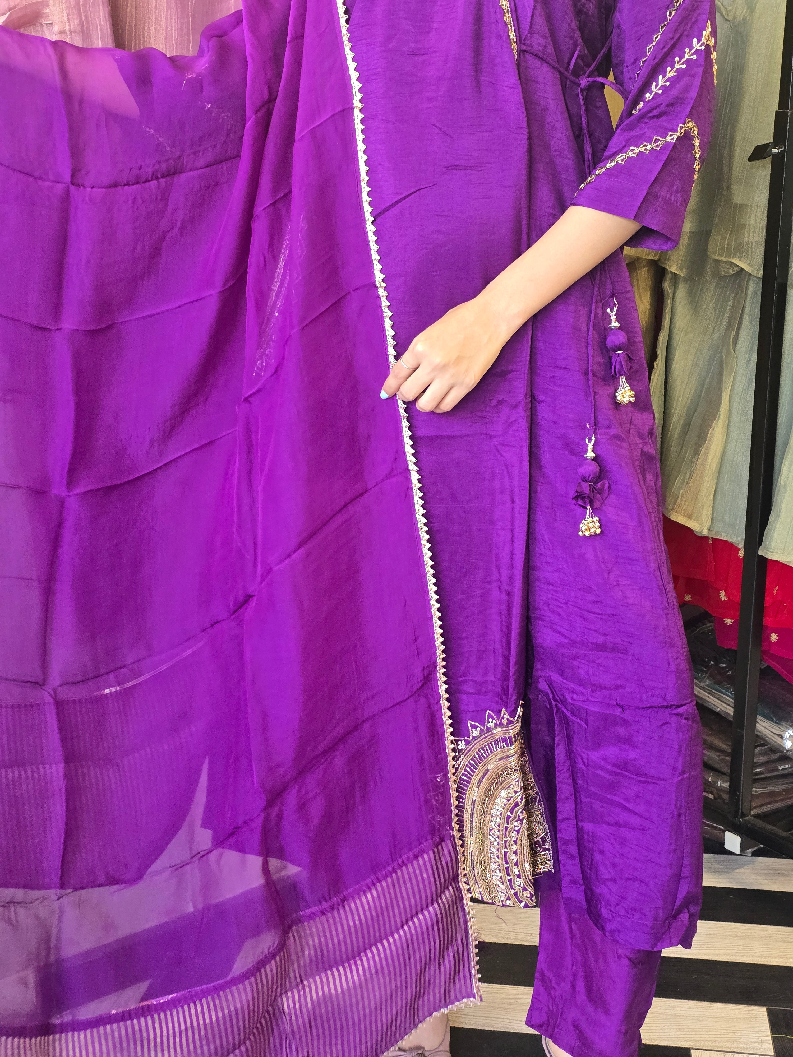 Image of Pure Russian Silk with Hand Work