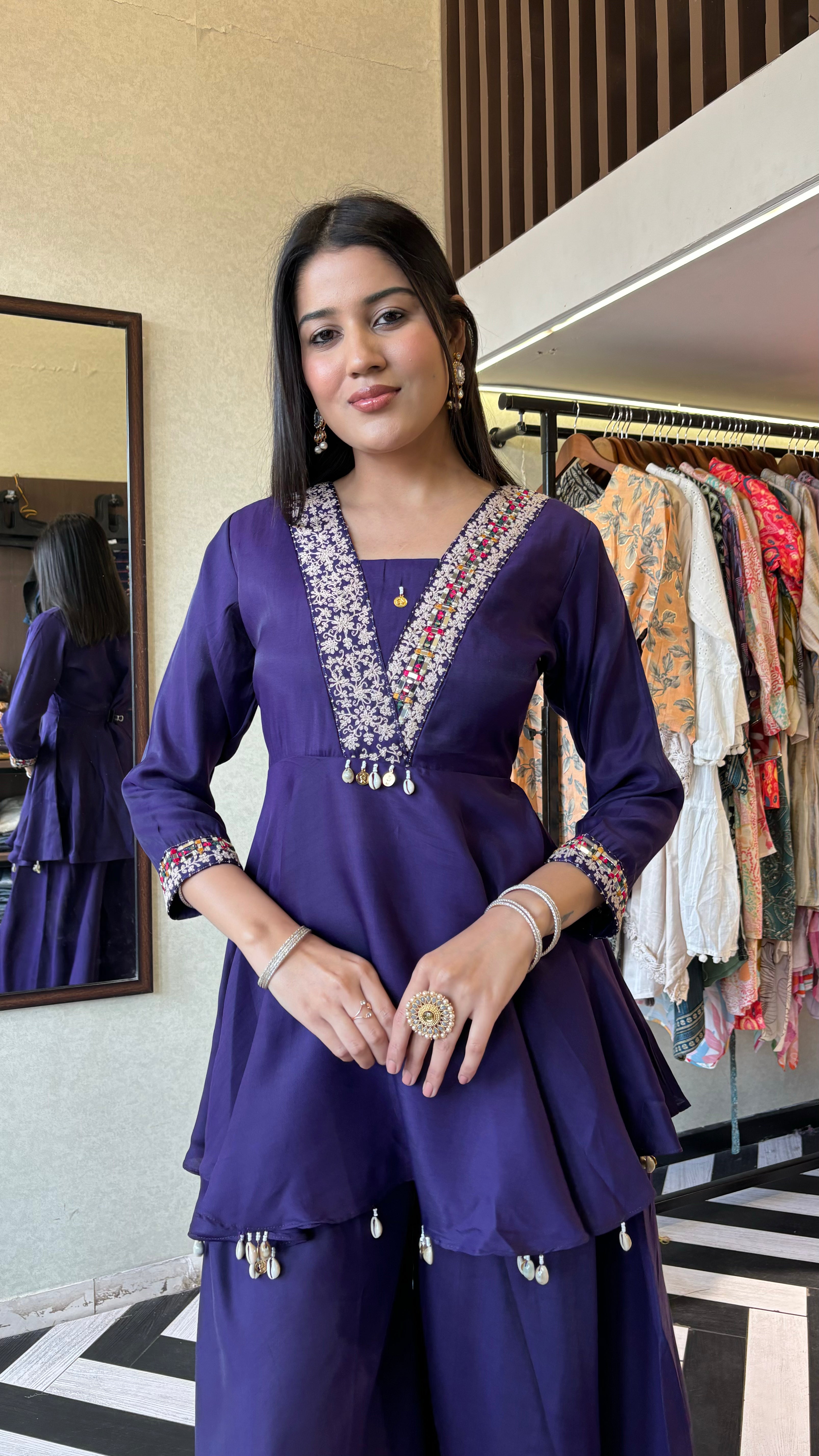 Image of Pure Rayon Indo Western Piece with Hand work